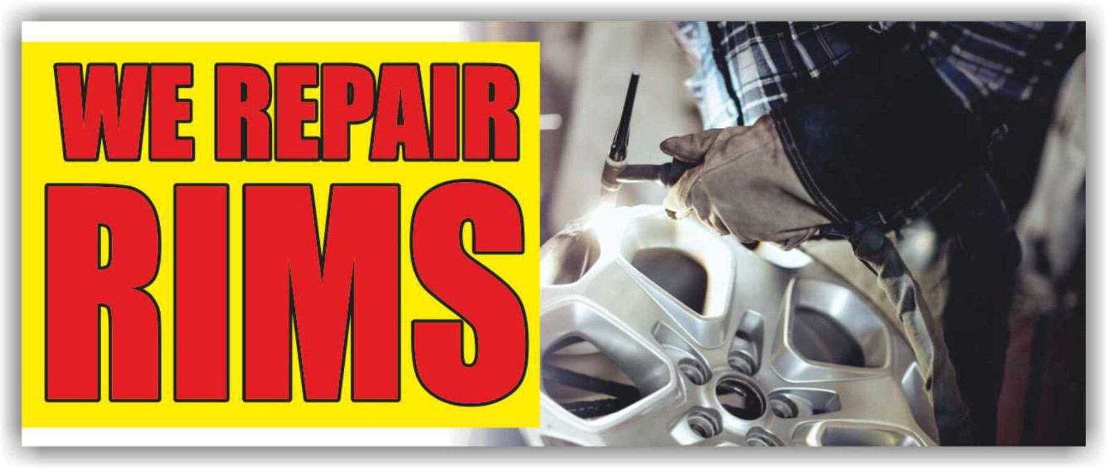 WE REPAIR RIMS Advertising Banner Vinyl Mesh Sign service tire wheel service car