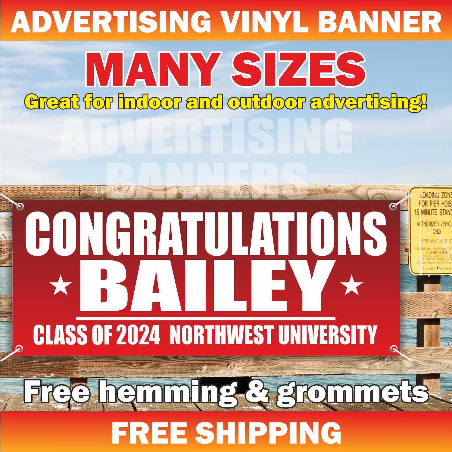 CLASS OF 2024 Advertising Banner Vinyl Mesh Sign School University Graduate