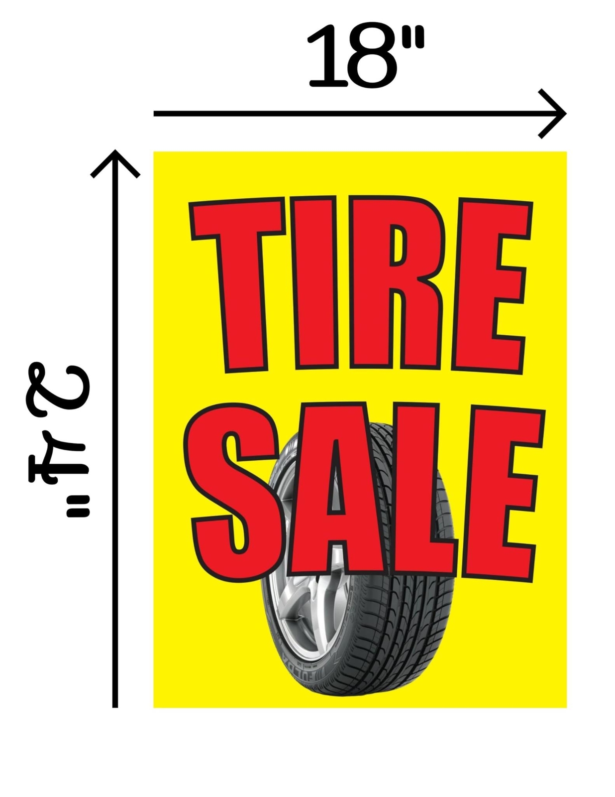 Tire Sale | Retail Window Display Sign | 18&Prime;W x 24&Prime;H