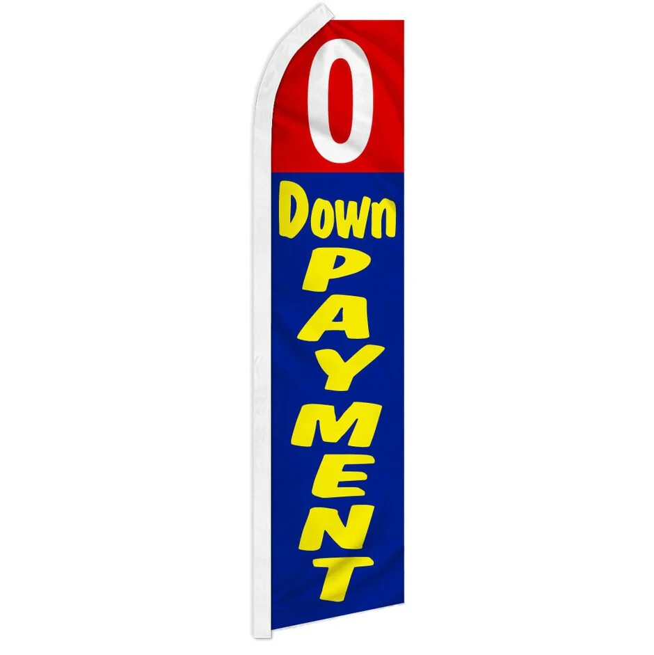 0 Down Payment Swooper Flutter Feather Auto Dealership Business Flag (RD/BL)
