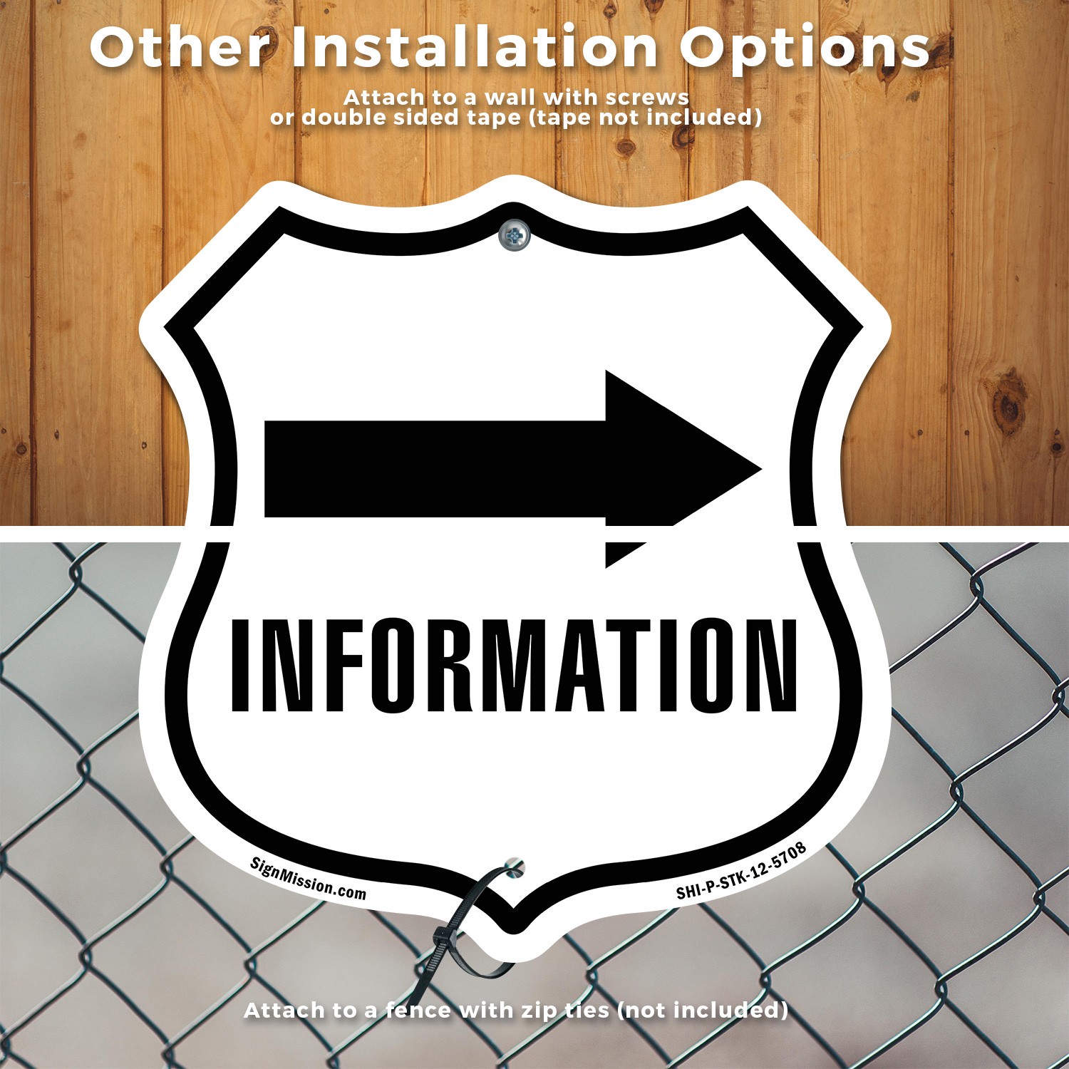Information Right Shield Shaped Sign With Stake Crafted in the USA