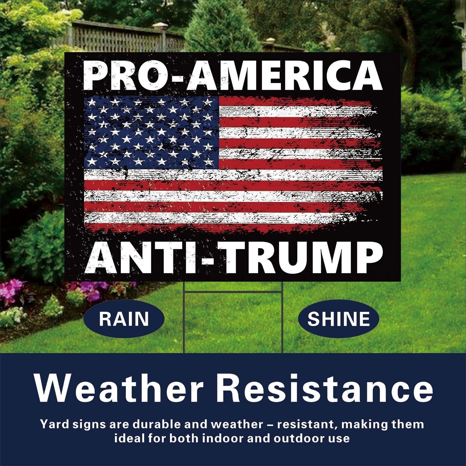 Pro America Anti Trump Yard Sign Double Sided Corrugated Plastic Outdoor Lawn…