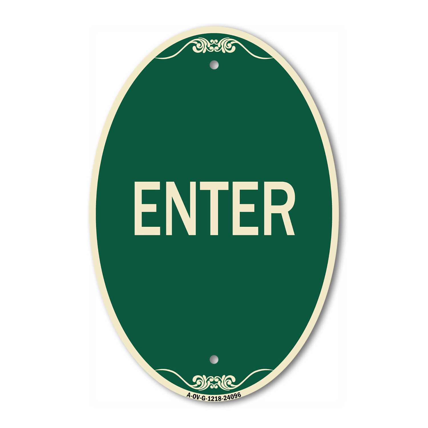 SignMission Designer Series Sign – Enter Sign Enter 12&Prime; x 18&Prime; Aluminum Oval Sign