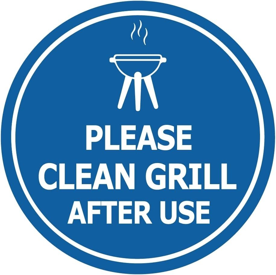 Circle Please Clean Grill after Use Sign BBQ Cleaning Signage Shared Living Blue