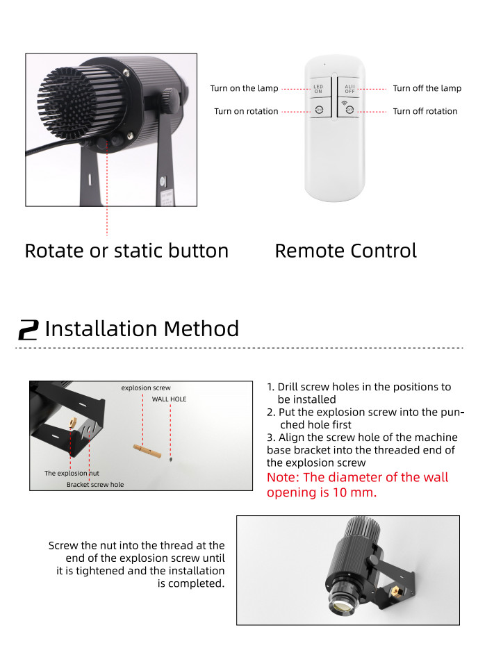 90W Gobo Light LED Logo Projector Light Outdoor Waterproof IP65 Rotating Image