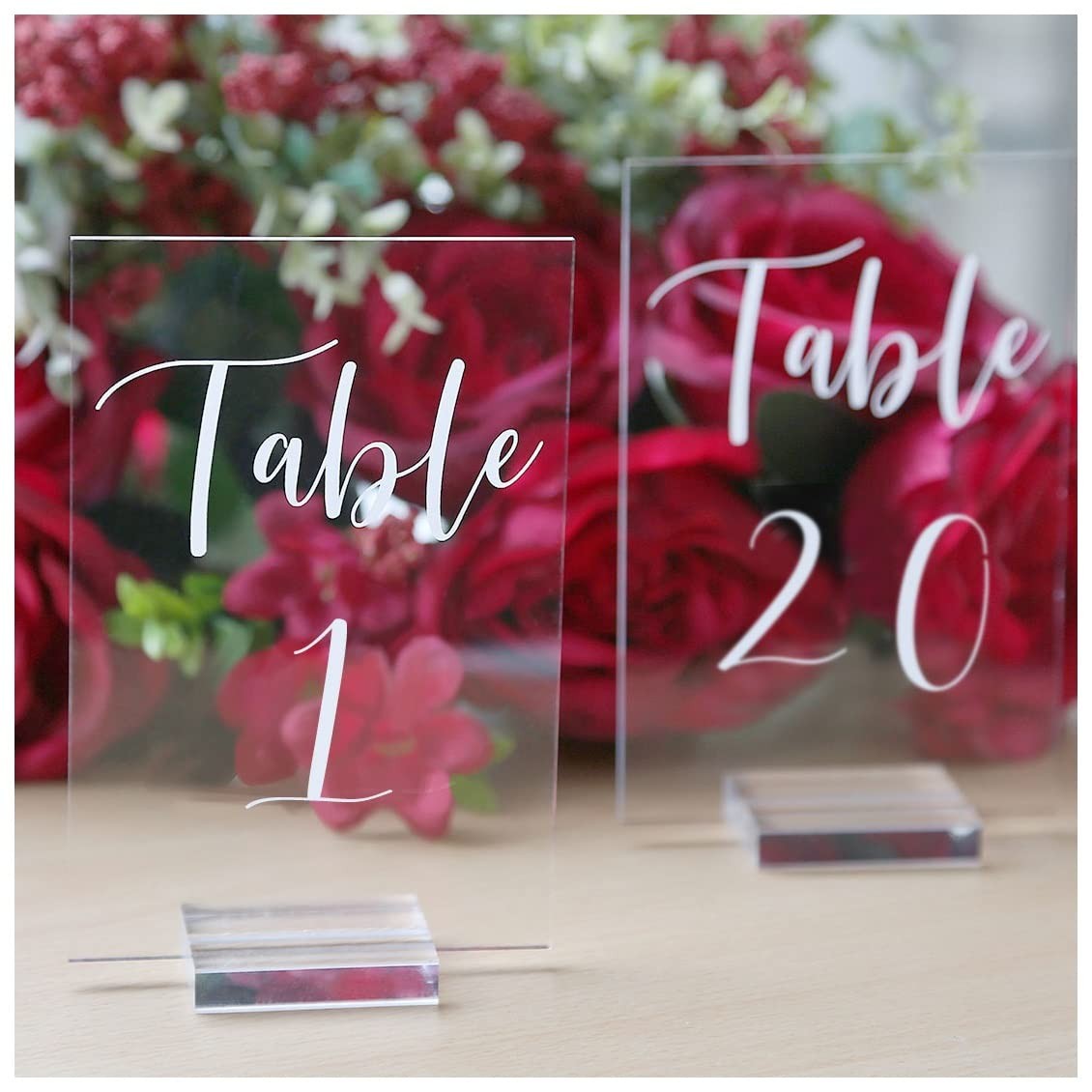 Acrylic Wedding Table Number 1-20 with Stand | 4×6 inch Printed Calligraphy, …