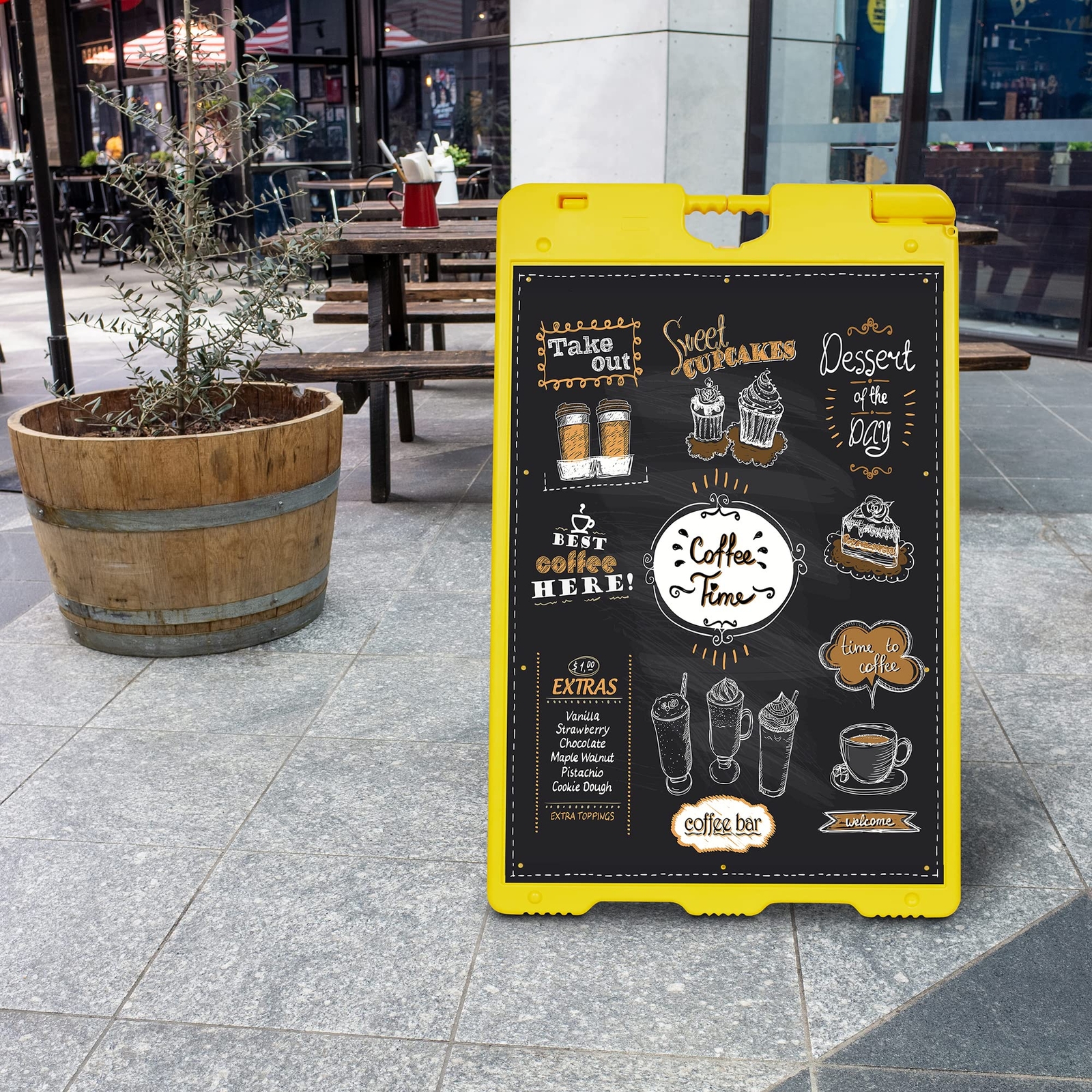 Jumbl A Frame Sign, 24&Prime;x36” Display Surface, Outdoor Sandwich Board, Yellow