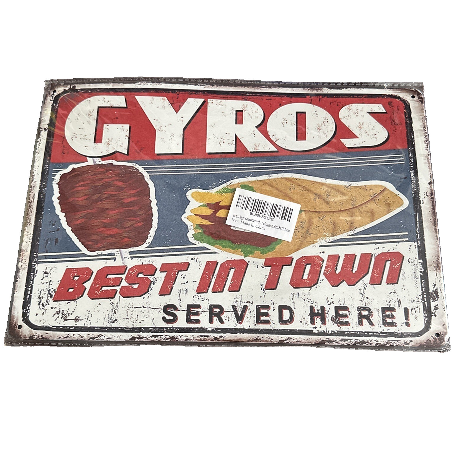 Gyros Best In Town Sold Here Aluminum Sign 12×8 Nostalgia