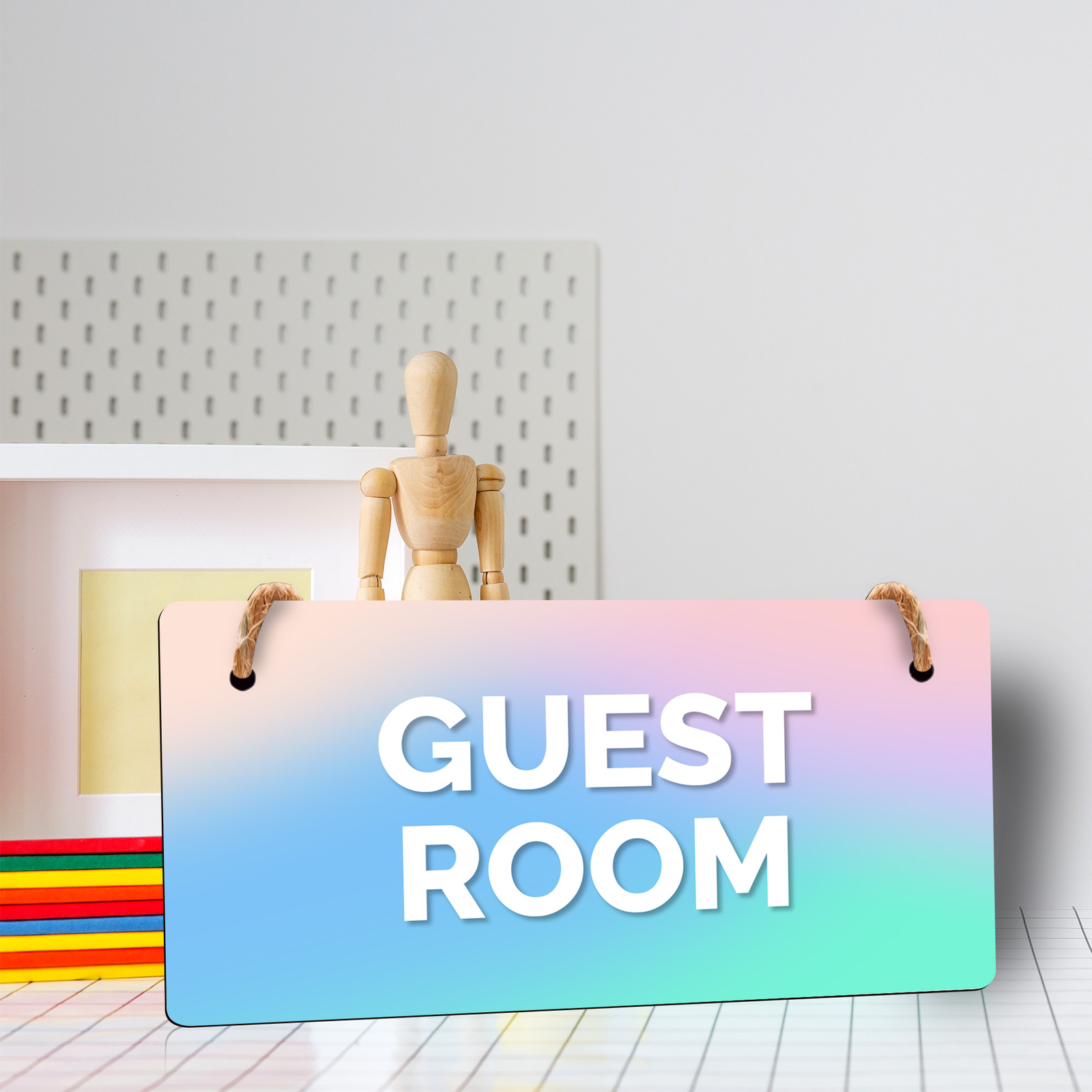 Guest Room 5×10 Hanging Plus Wall or Door Sign | Rustic Twine