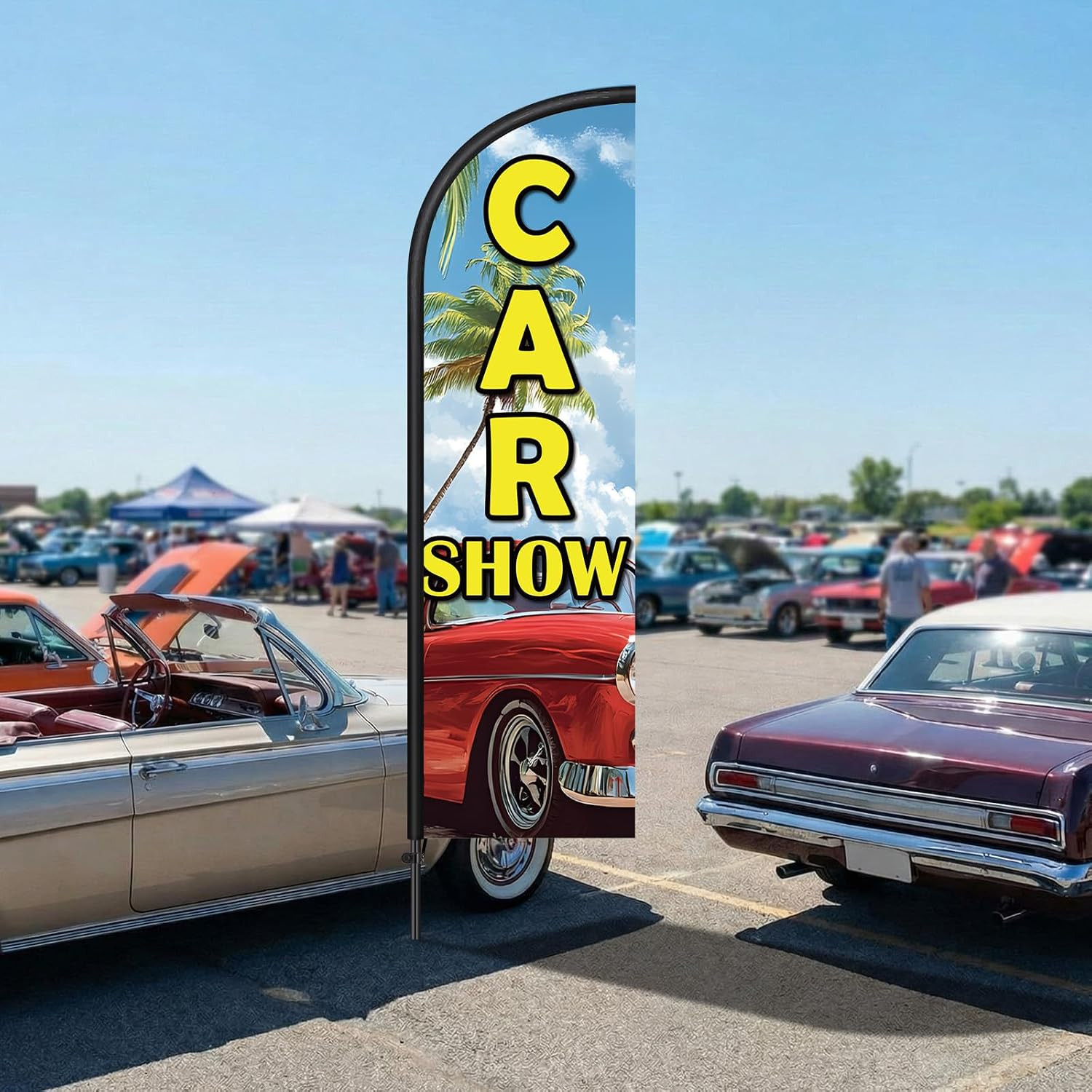 2 Pack Car Show Feather Flag 7 Ft Advertising Swooper Flag Sign Windless Car Sho