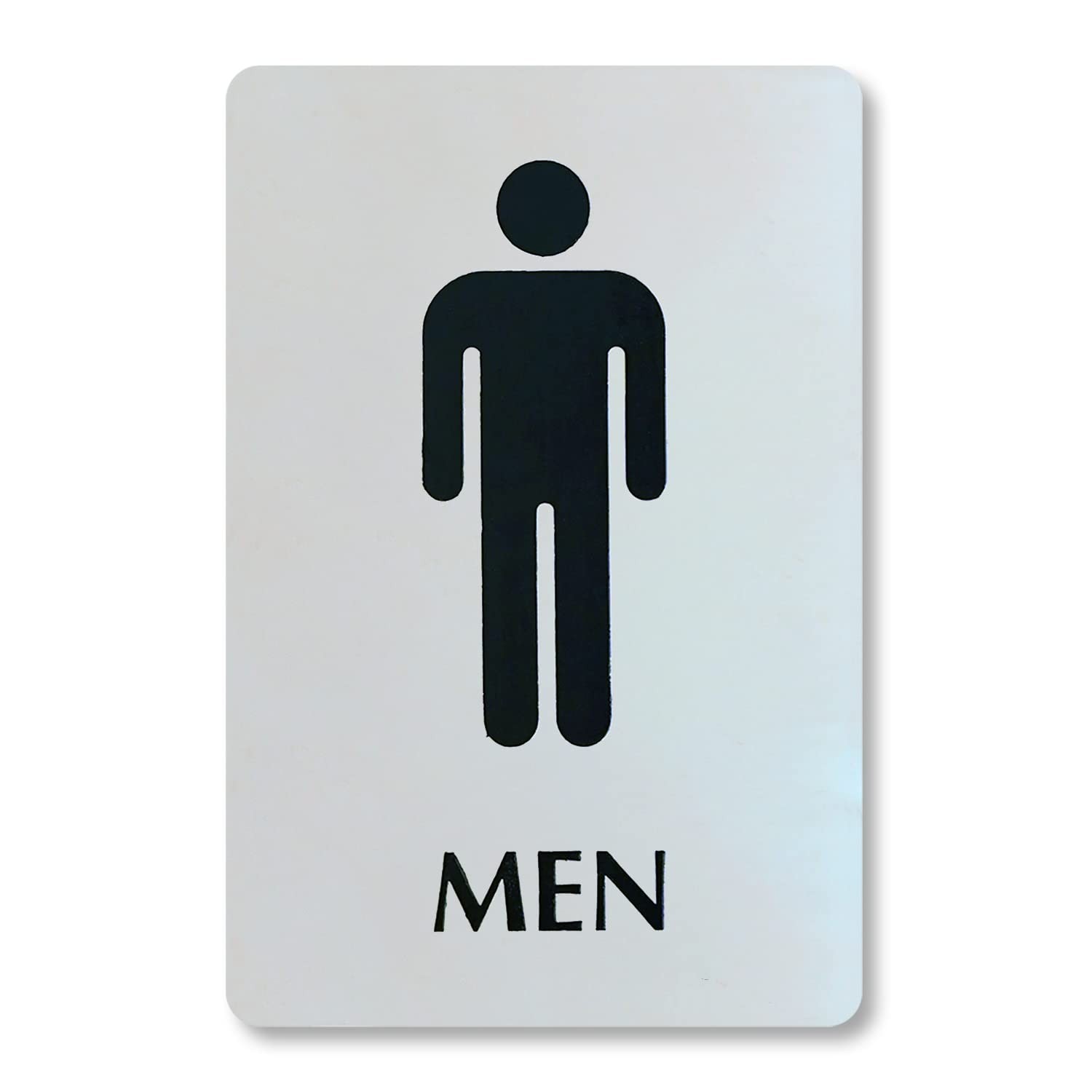 Mens Restroom Sign 6×9 Inch Stainless Steel Metal Engraved Silver Black