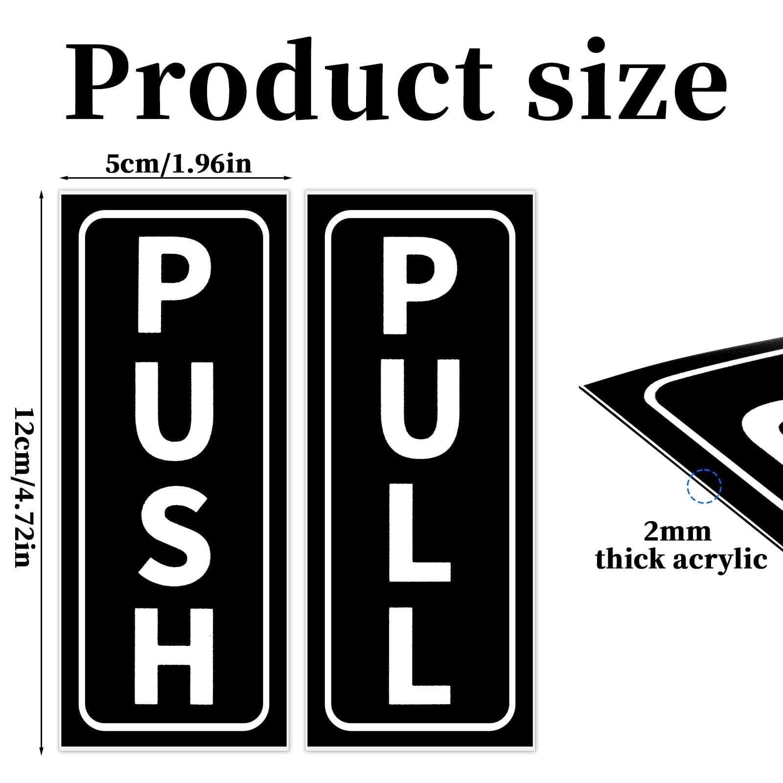 2 PCS Push Pull Door Signs, Vertical Push Pull Door Stickers Sign -Adhesive D…
