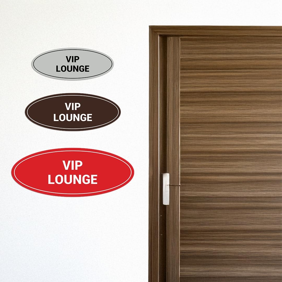 Oval VIP Lounge Door Wall Sign Black Gold Large Acrylic Plate