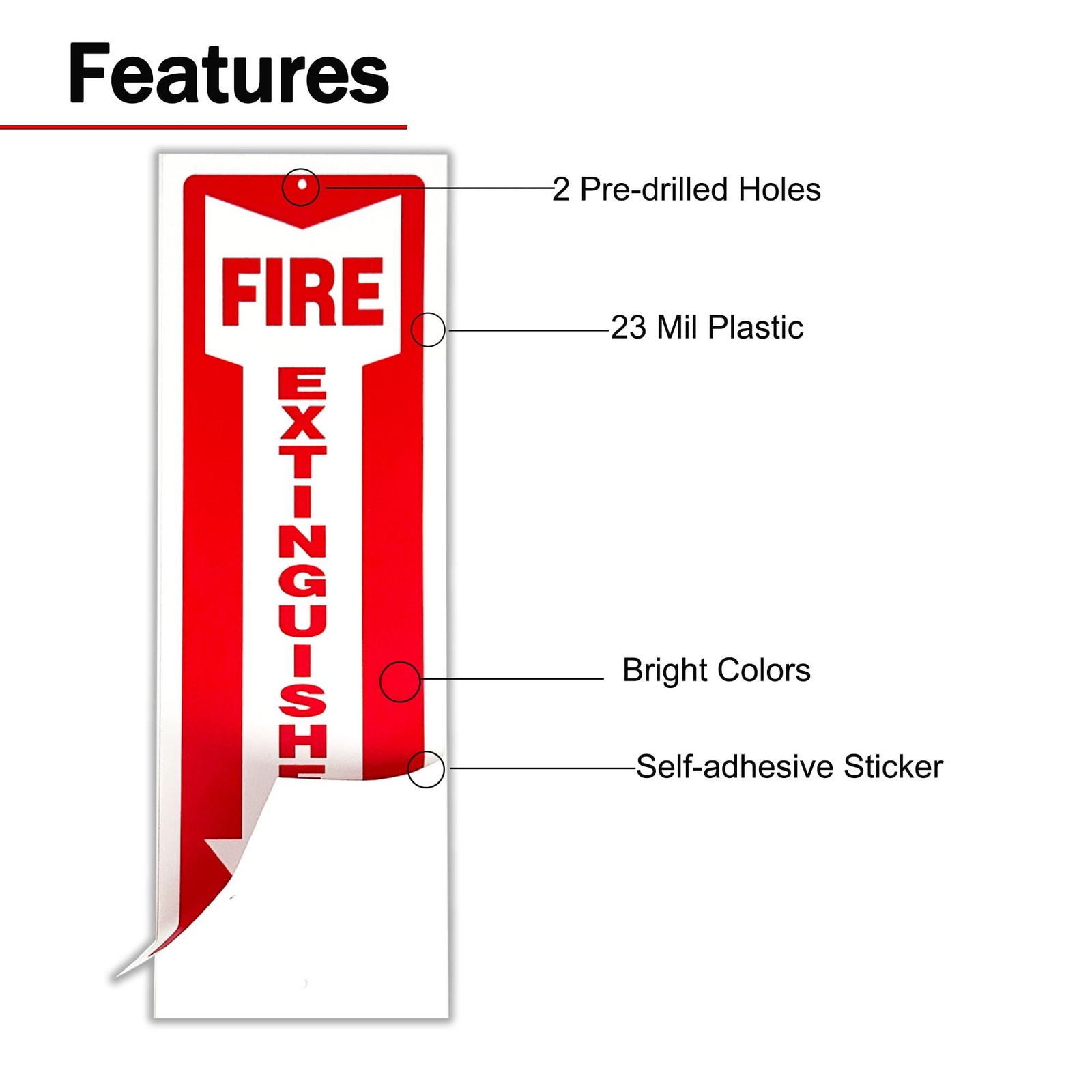 Fire Extinguisher Sign – 12 Pack 4×12 Inch – 23 Mil Plastic – Fire Extinguish…