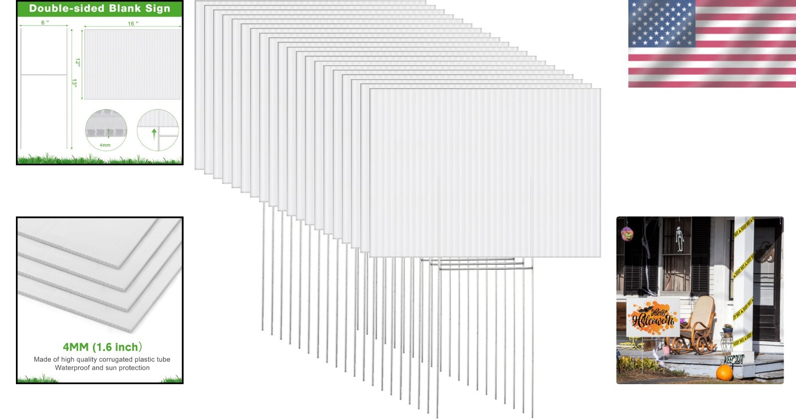 20 Pack Yard Signs with Stakes 16×12 Inch Double Sided Corrugated Plastic for…