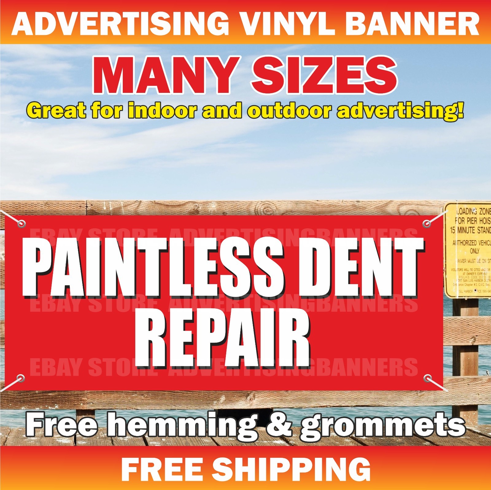 PAINTLESS DENT REPAIR Advertising Banner Vinyl Mesh Sign auto damage service
