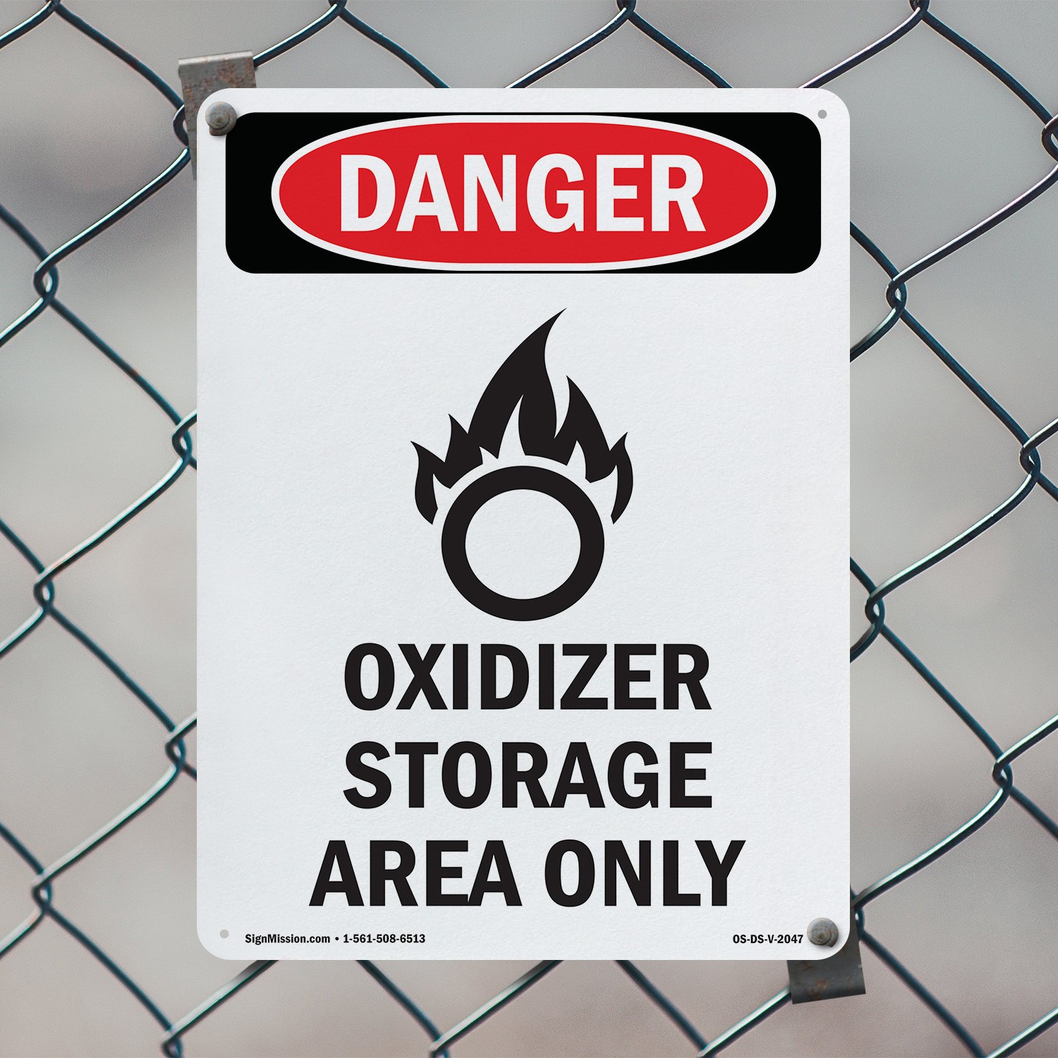 GHS Oxidizer Storage OSHA Danger Sign Metal, Plastic, Or Decal – 5 or 10 Pack