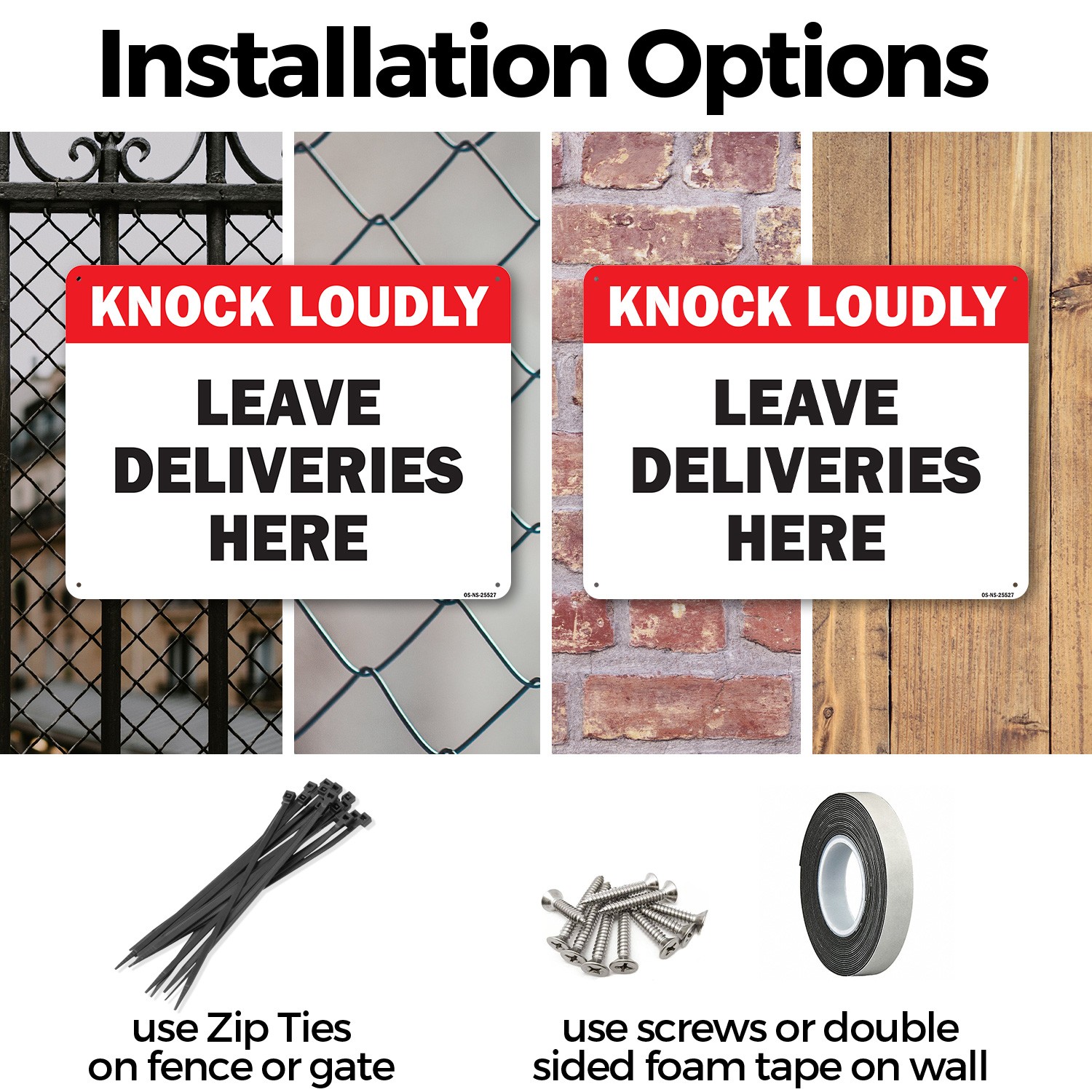 Knock Loudly Leave Deliveries Here Public Safety Sign Or Decal – 5 or 10 Pack