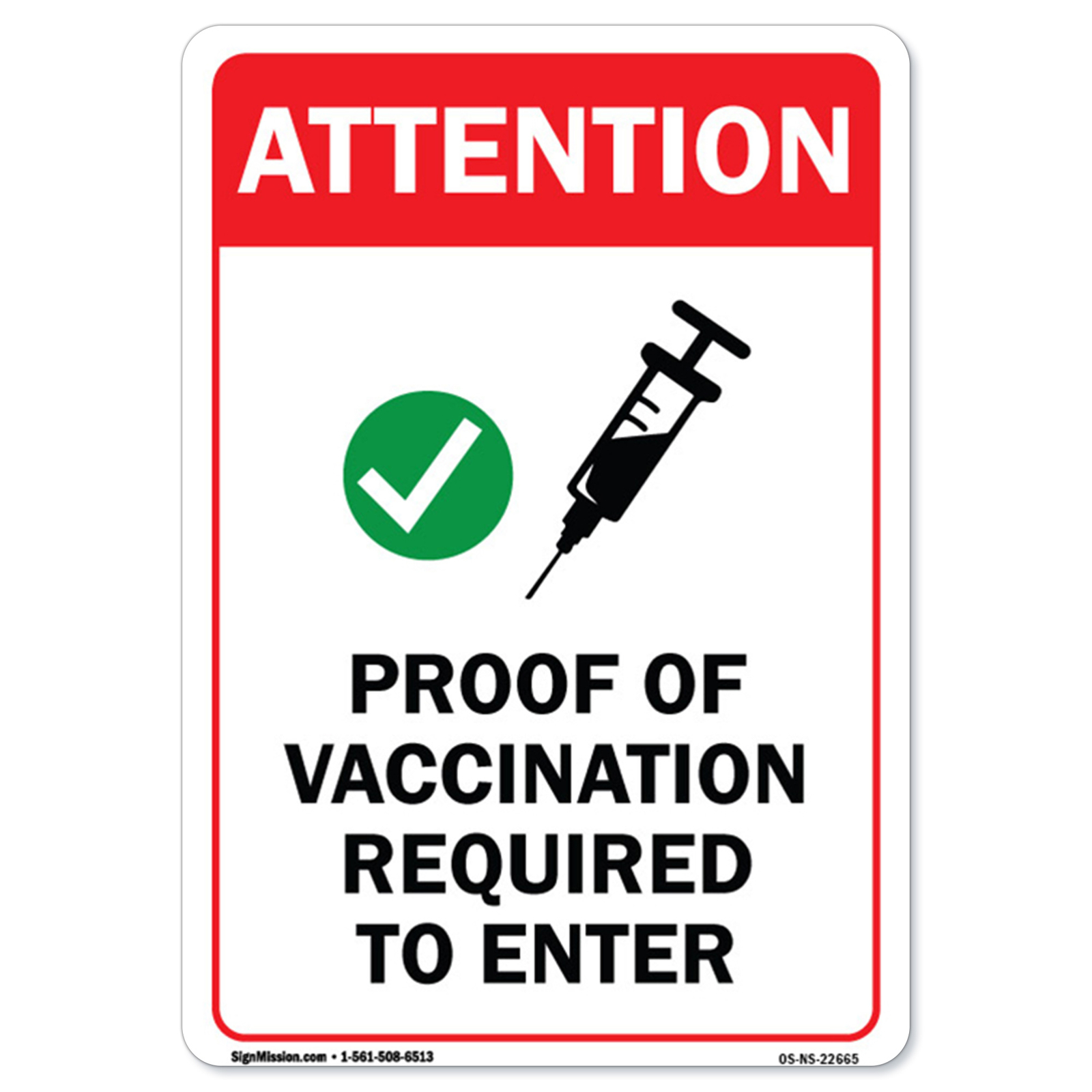 Public Safety Sign – Attention Proof of Vaccination Required to Enter