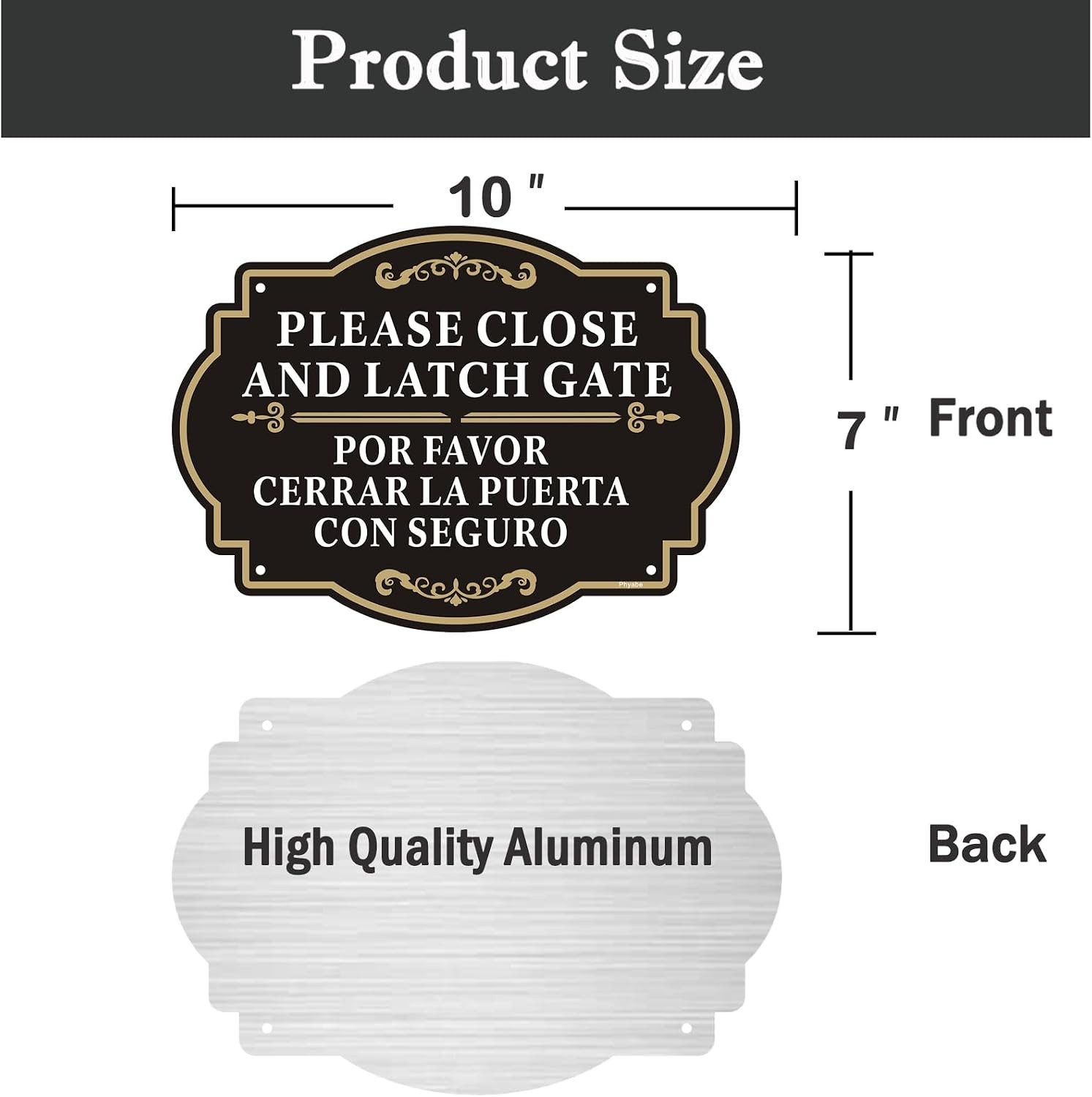 Please Close Latch Gate Bilingual Signs 10×7 Inch English Spanish 2 Pack