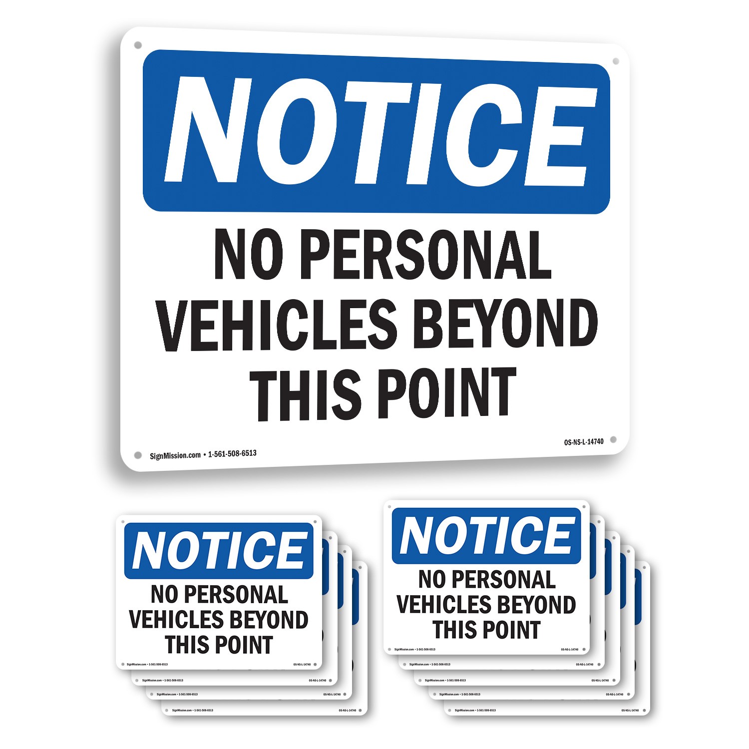 No Personal Vehicles Beyond This Point OSHA Notice Sign Or Decal – 5 or 10 Pack