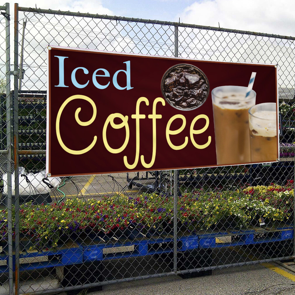 Vinyl Banner Multiple Sizes Iced Coffee Restaurant Cafe Bar A Restaurant & Food