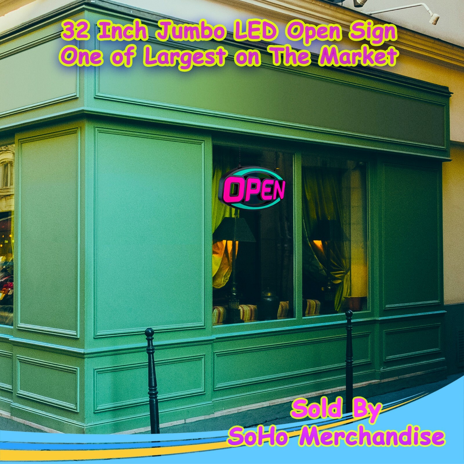 Large LED Neon Open Sign 32&Prime; Light Bright for Restaurant Bar Store Shop Market