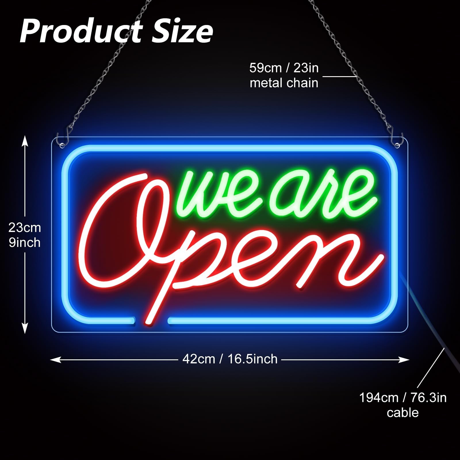 Neon We Are Open Signs for Business, 16.5 »x 9 » Open Sign LED, Super Bright …