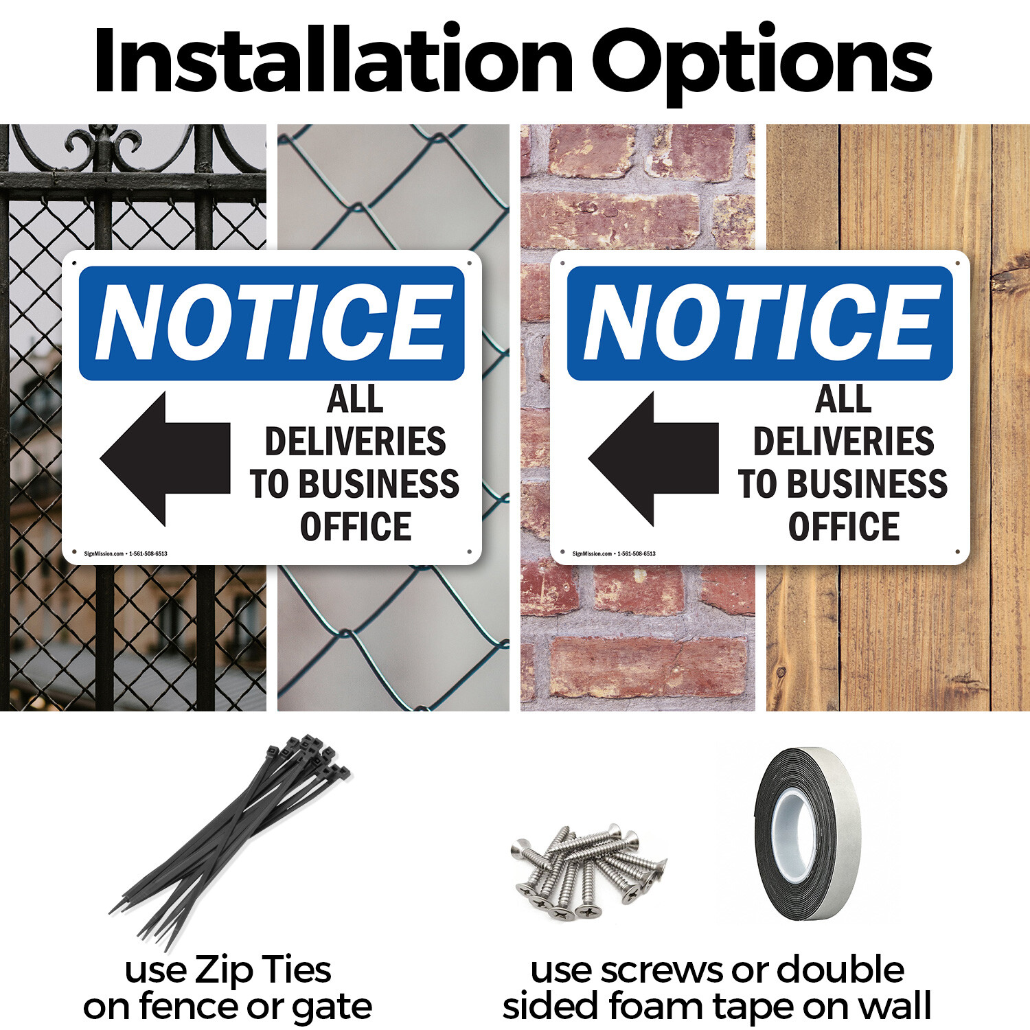 (2 Pack) All Deliveries To Business Office OSHA Notice Sign Decal Metal Plastic