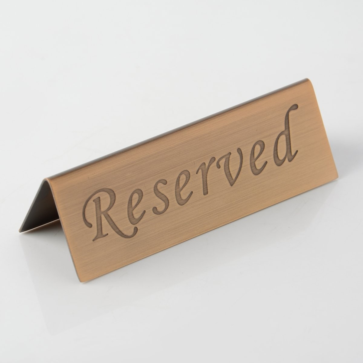 2 PCS 4.7×1.6 Inch Reserved Table Signs Brushed Stainless Steel Copper Double
