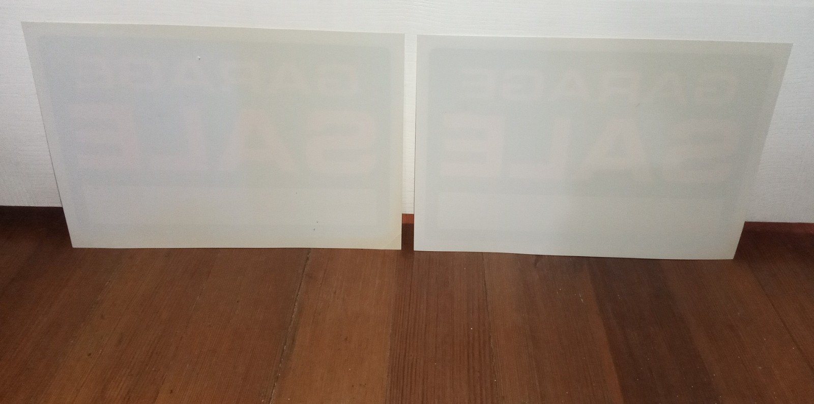Lot Of 2 12&Prime; X 8&Prime; Black White Orange GARAGE SALE Signs (AGED AND YELLOWING)