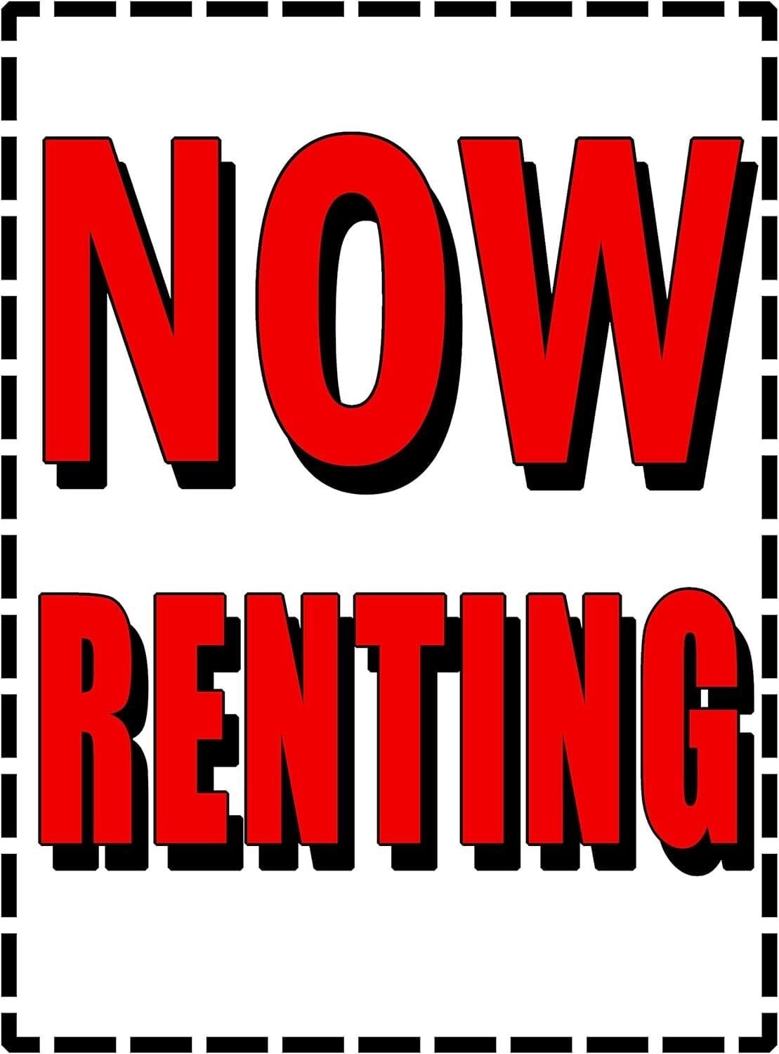 Now Renting Retail Window Display Paper Signs | Pack of 6 | 18&Prime;w x 24&Prime;h