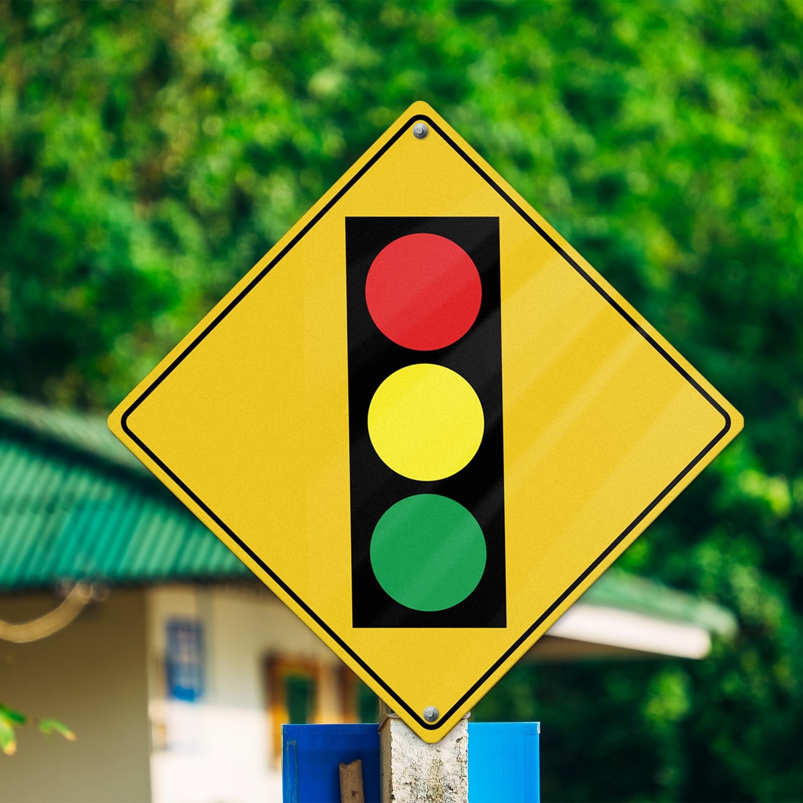 Traffic Light Signs 12 × 12 Inch Aluminum Pre-Drill Hole Crossing Signals Wat…