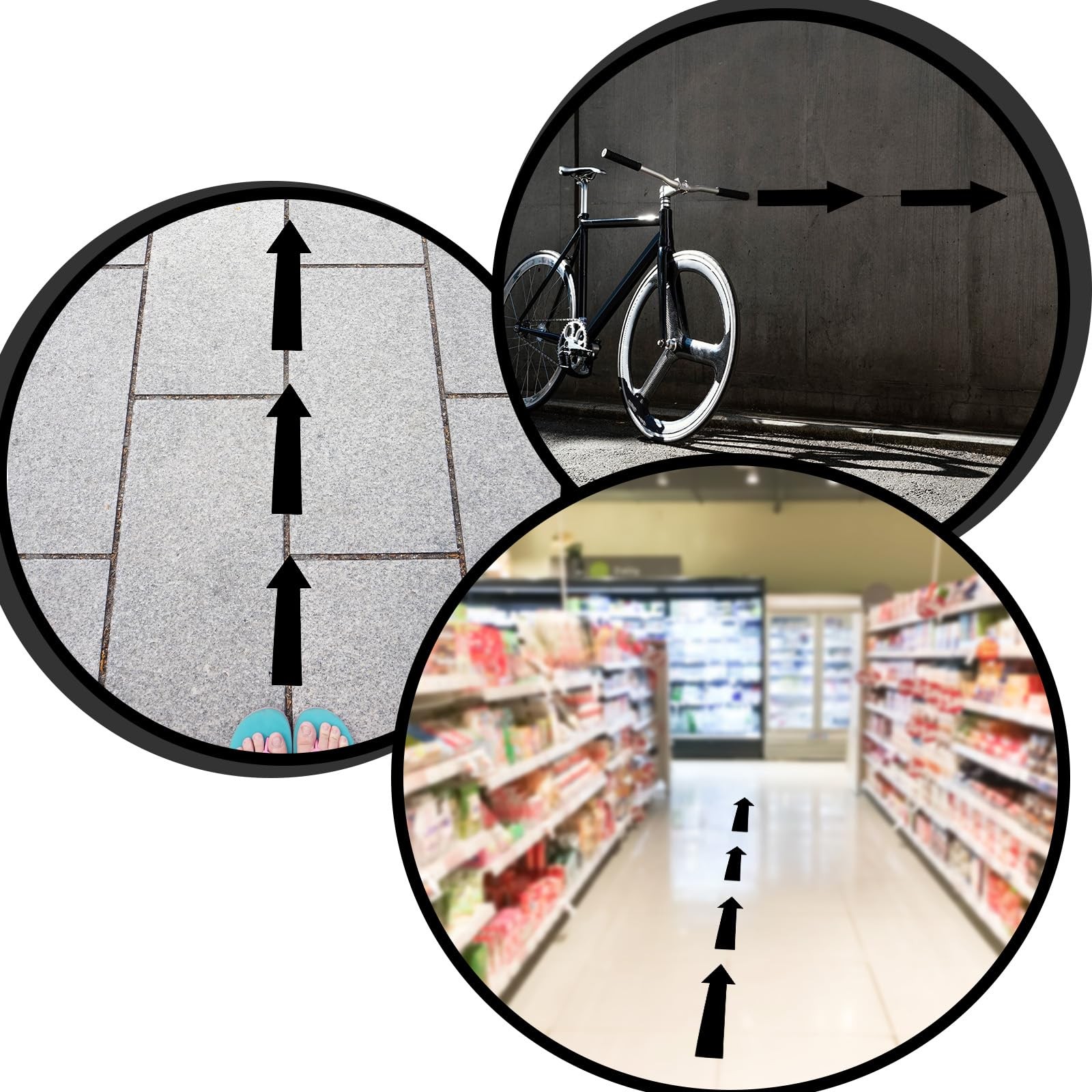 7.87&Prime;x2.36&Prime; Black Arrow Stickers for Signs, 12 Pack Waterproof PVC Floor Deca…