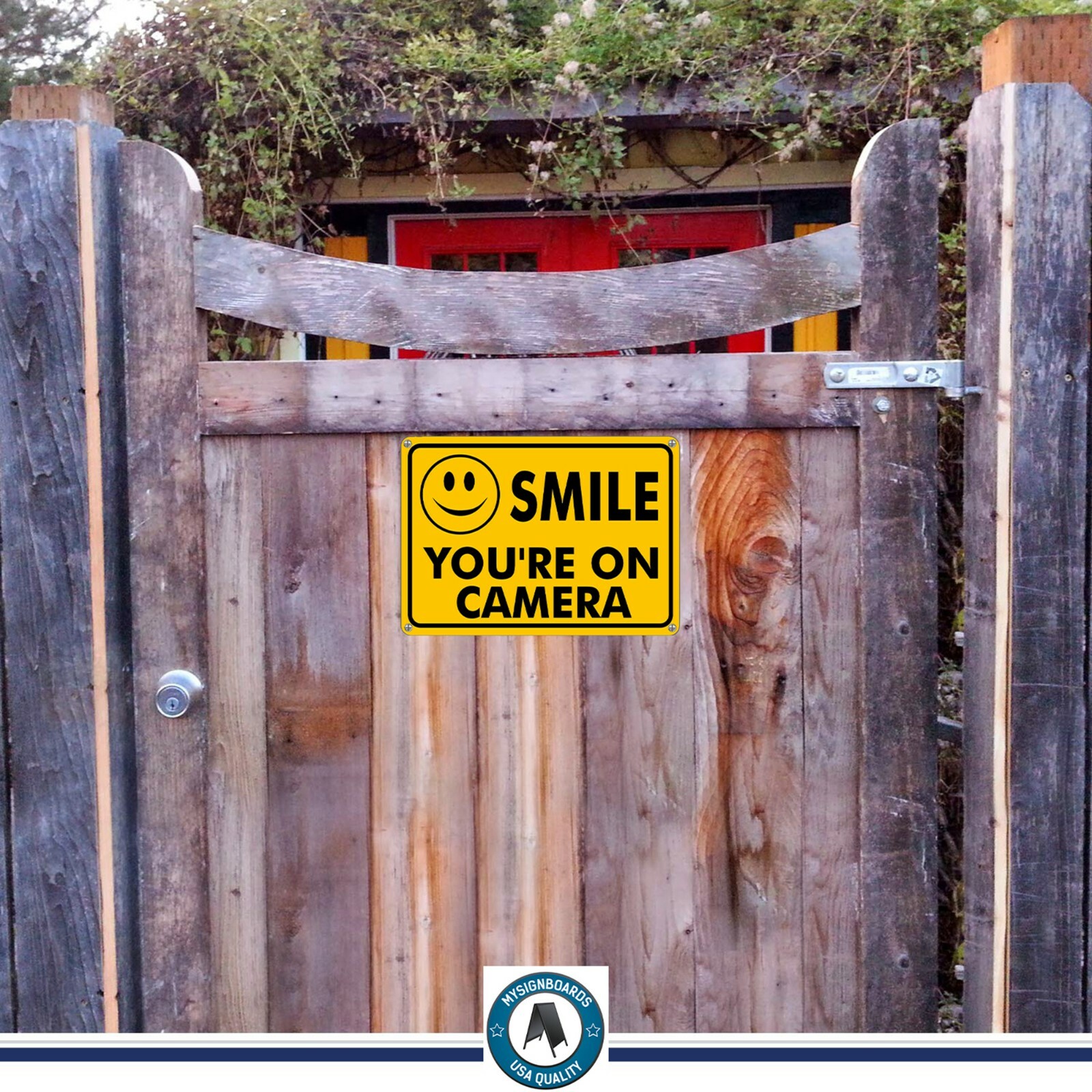2 SMILE YOU&rsquo;RE ON CAMERA Yellow Business Security Sign CCTV Video Surveillance