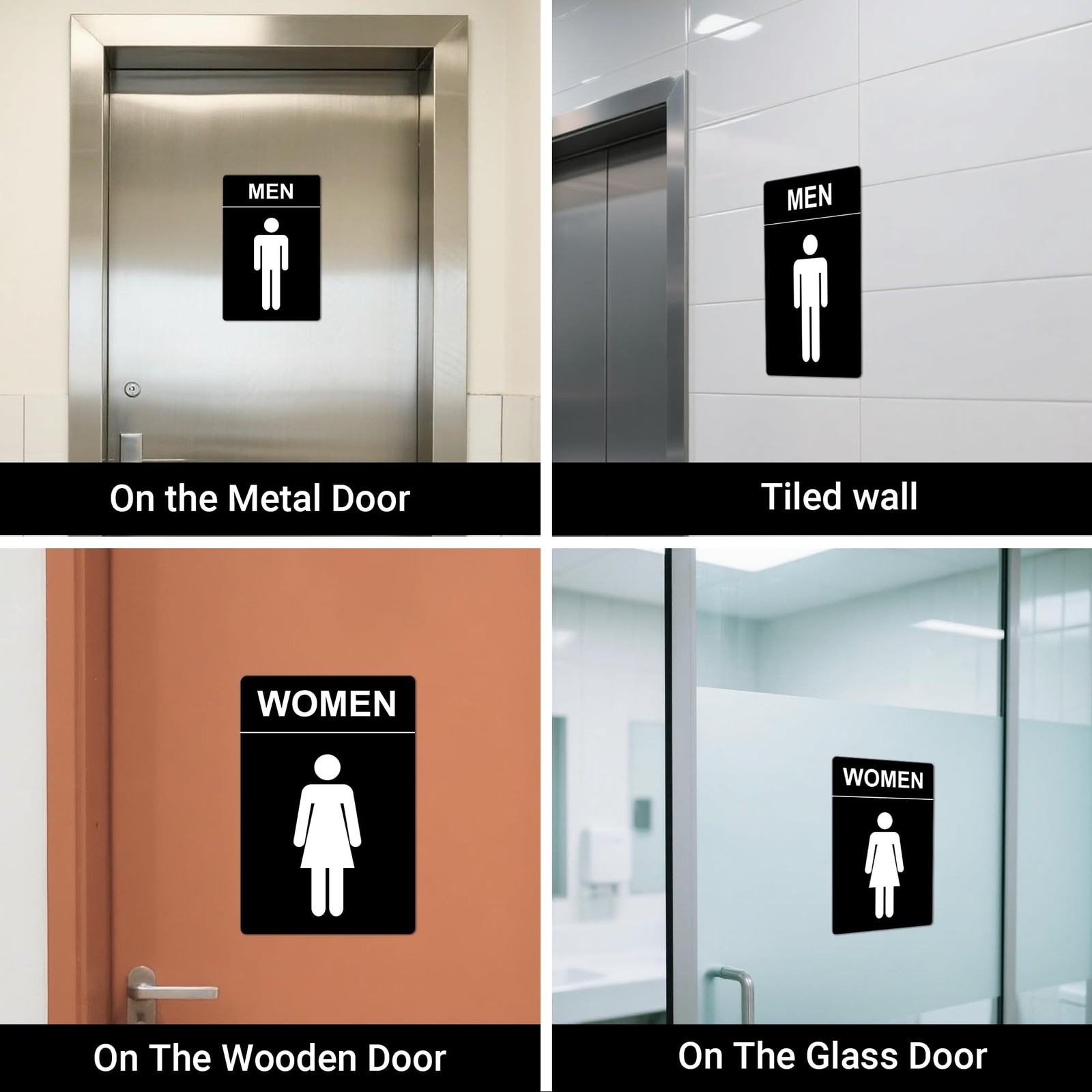 Restroom Sign – (2 Pack) 9&Prime;x6&Prime; Women and Men for Business with Strong Self-Ad