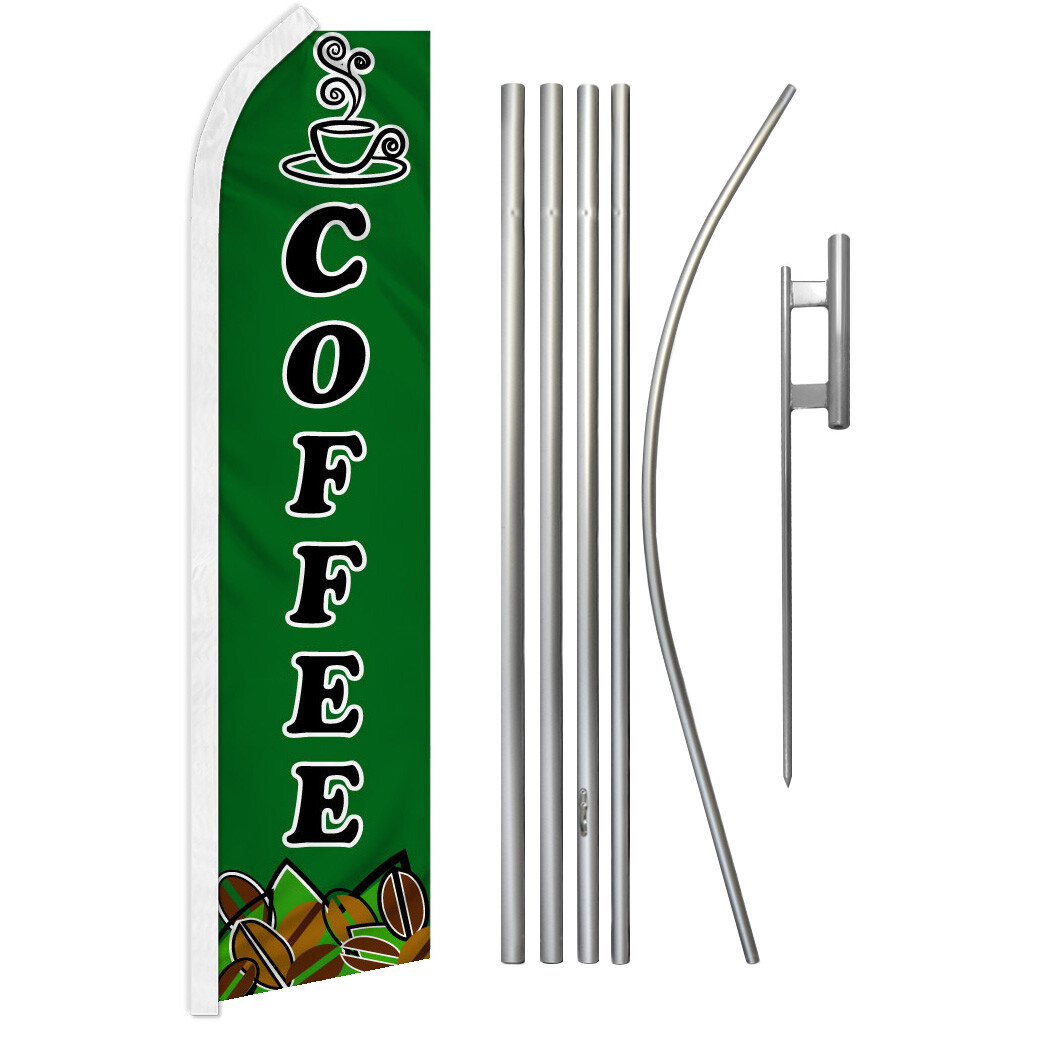 Coffee Swooper Flutter Feather Advertising Flag Kit Concessions Drinks