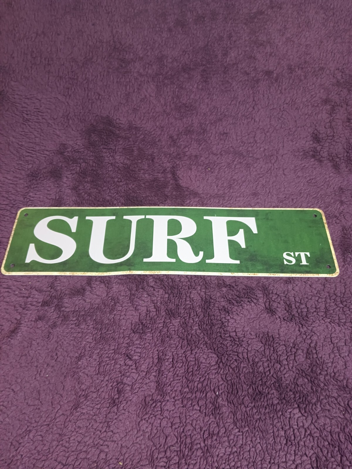 4&Prime; X 15&Prime; Aluminum Street Sign « SURF ST » Green & White W/ 4 Mounting Holes