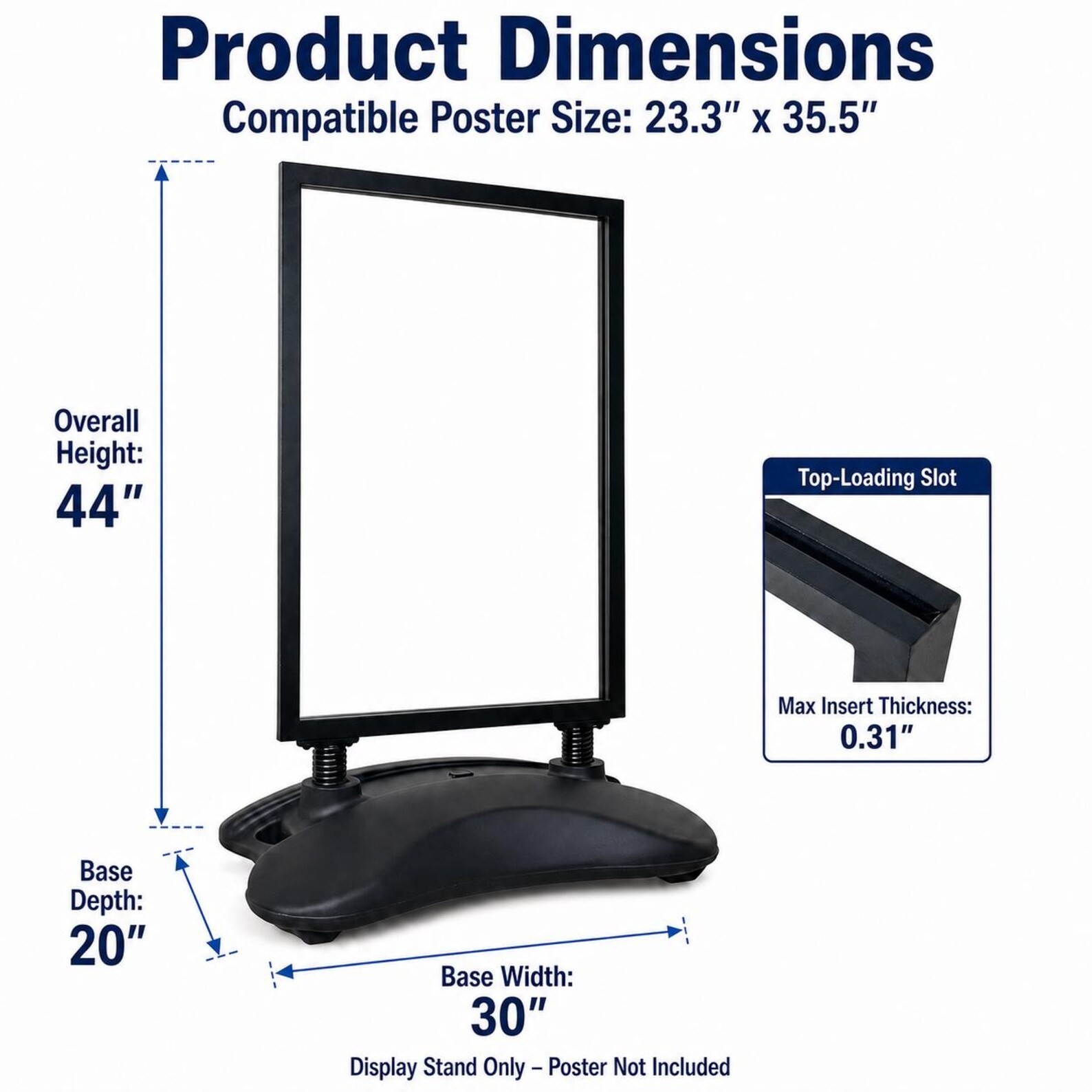 24&Prime;x36&Prime; Water Base Sidewalk Sign Holder with Wheels, Outdoor Poster Stand