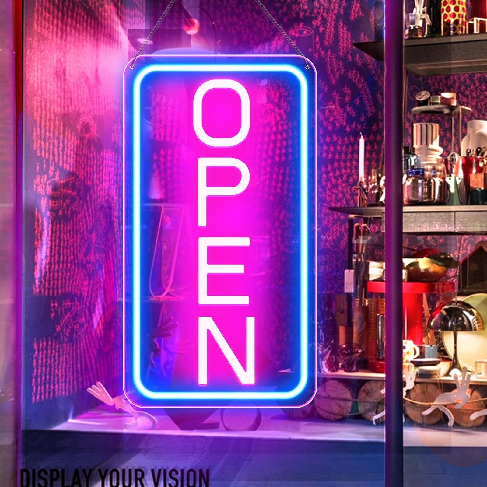 Open Signs for Business, 16&Prime;x 9&Prime; LED Neon Open Sign with ON/OFF Switch adapte…