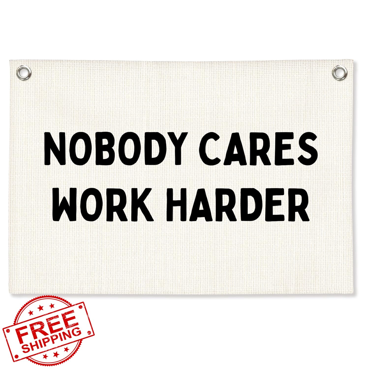 STHTTSW Work Harder Linen Banner Off-White