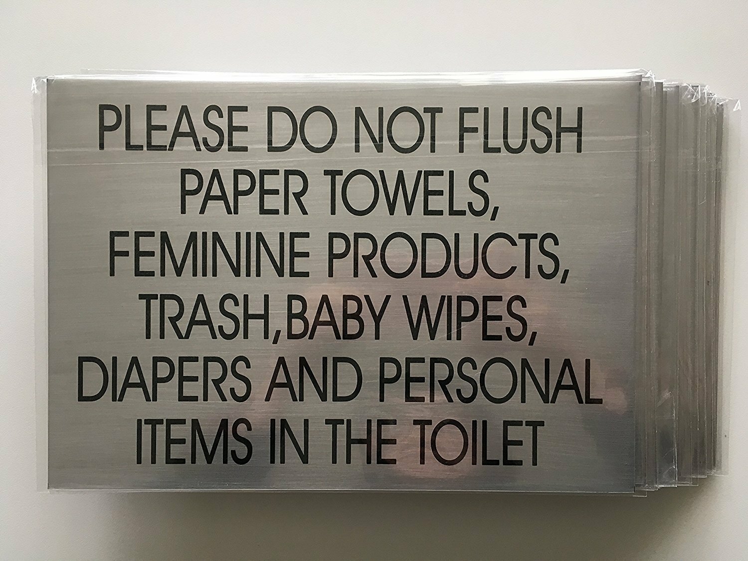 Toilet Sign (7×10 inch, Silver-Brush Aluminium, with Double Sided …REF24-1027