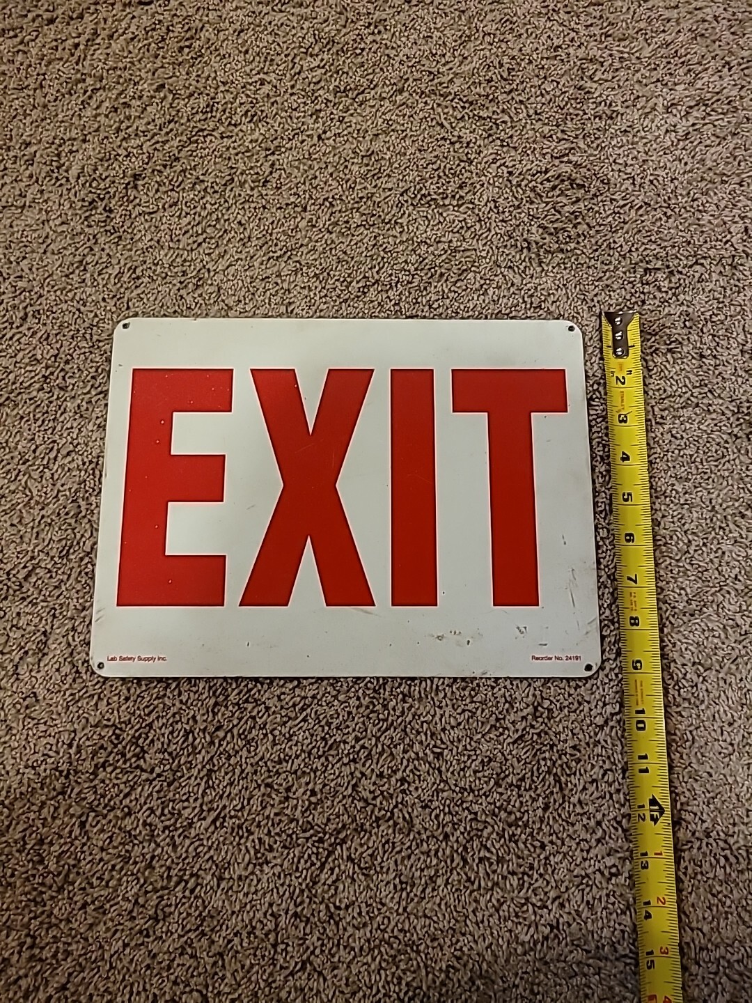 Exit Sign (Aluminum Sign) 12 X 9 Lab Safety Supply Inc 24191