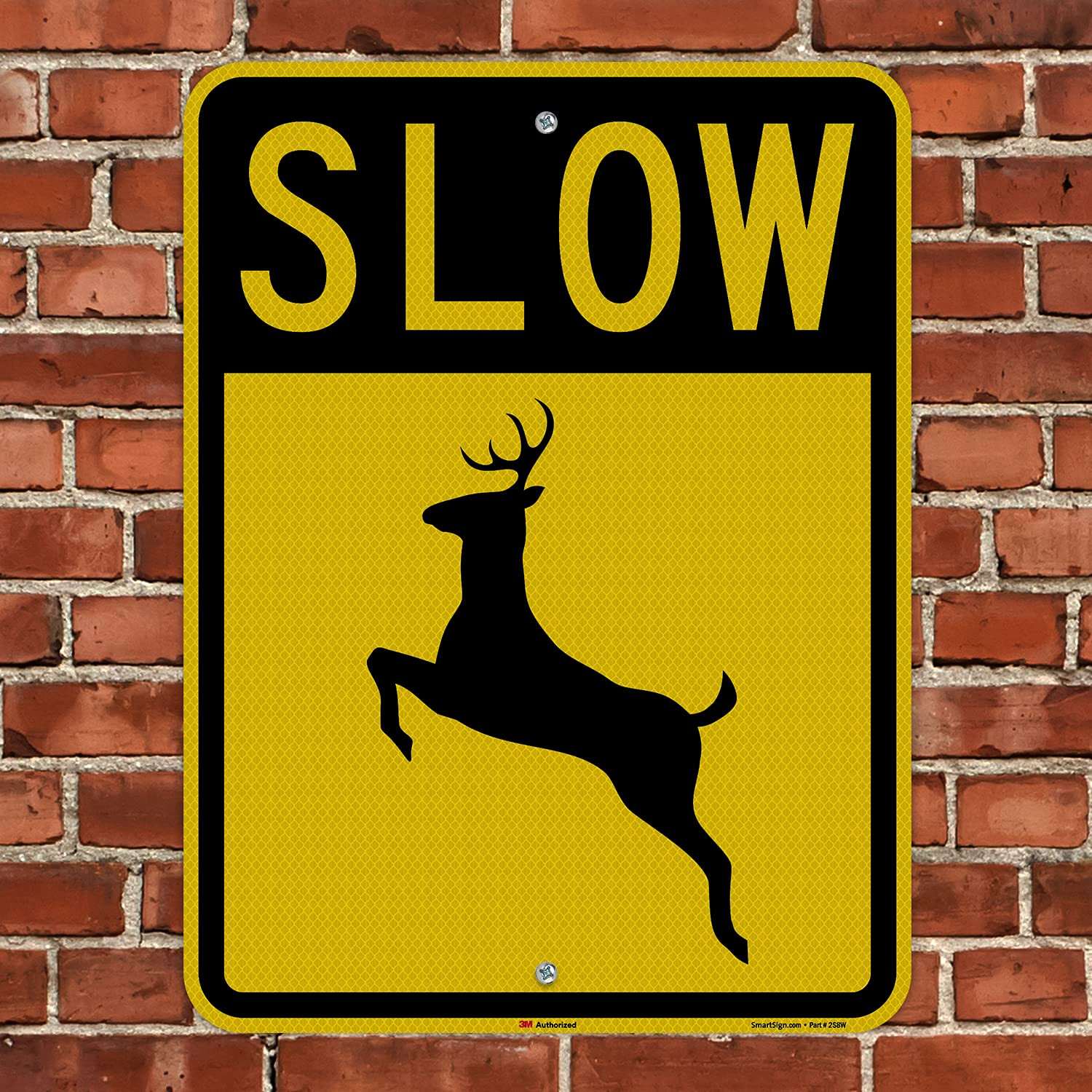 Reflective 24×18&Prime; « Slow » Deer Crossing Metal Sign – Durable Aluminum Safety Sign