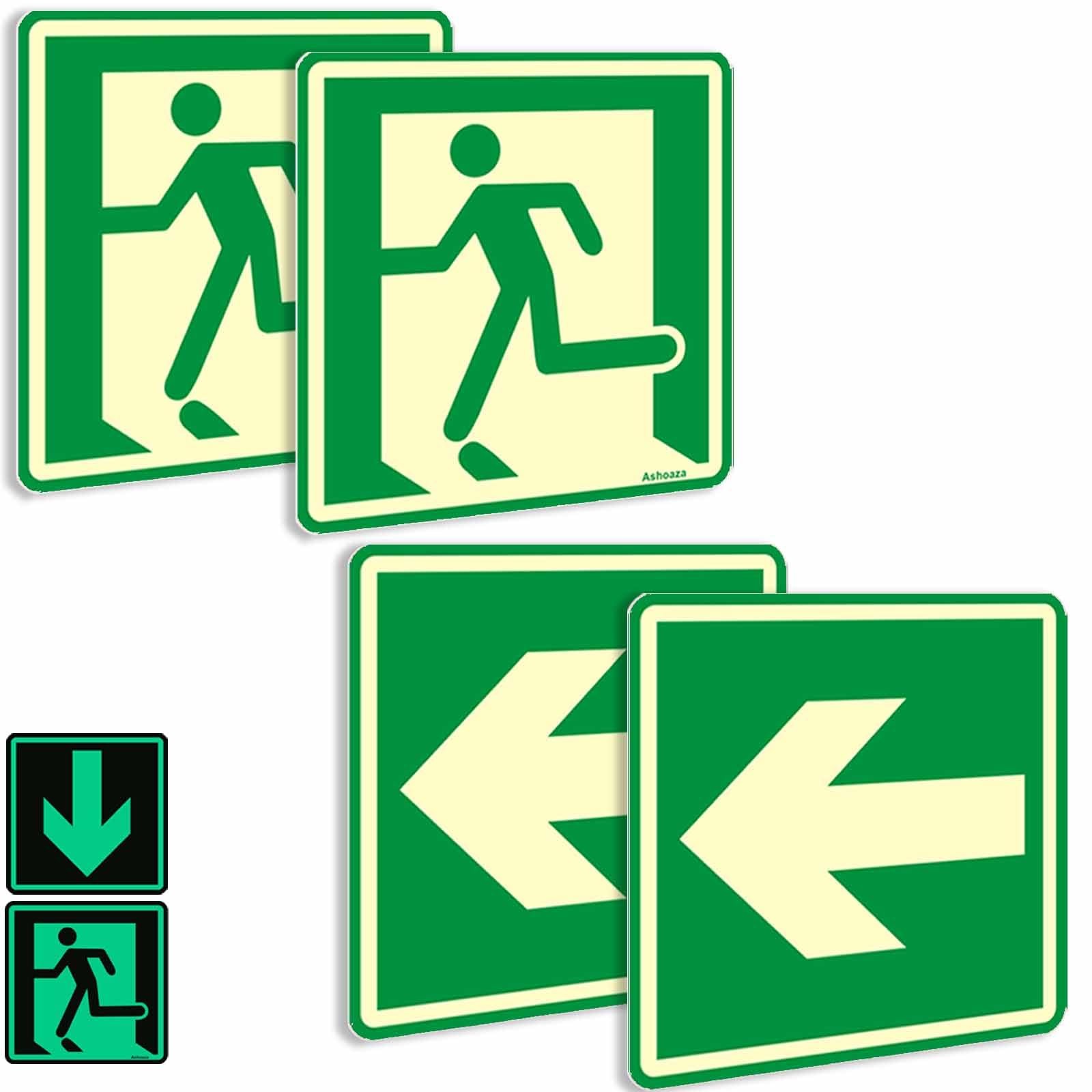 Glow in the Dark Emergency Exit Stickers – 4 Pcs Self-Adhesive Safety Decals …