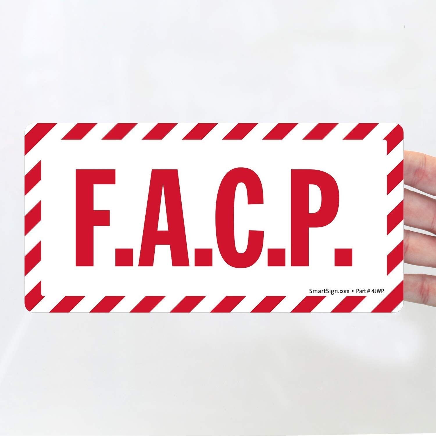 5-Pack 2.5×5&Prime; « FACP » Adhesive Vinyl Label Red on Glow LB-2084-EU-2.5×5-Q5