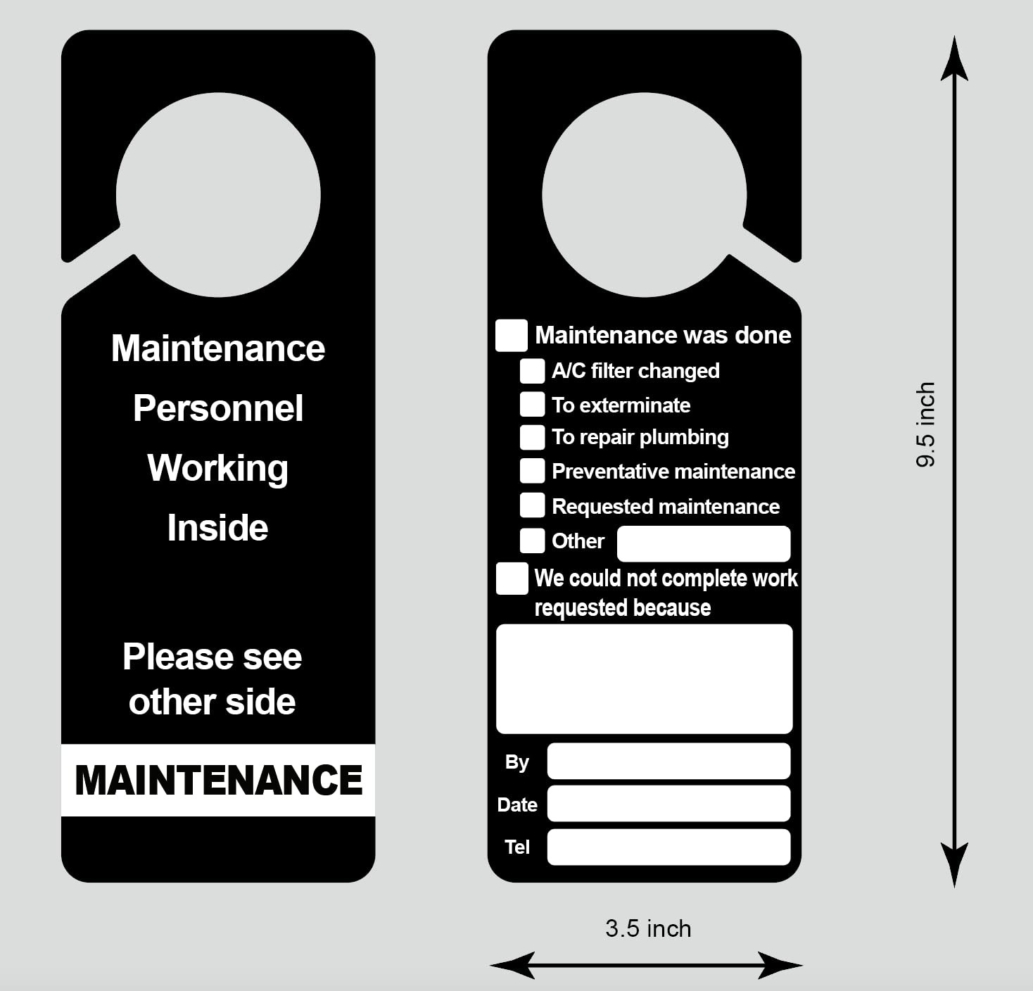 20 Pack Maintenance Door Hanger Tags Plastic Property Management 9.5×3.5 In