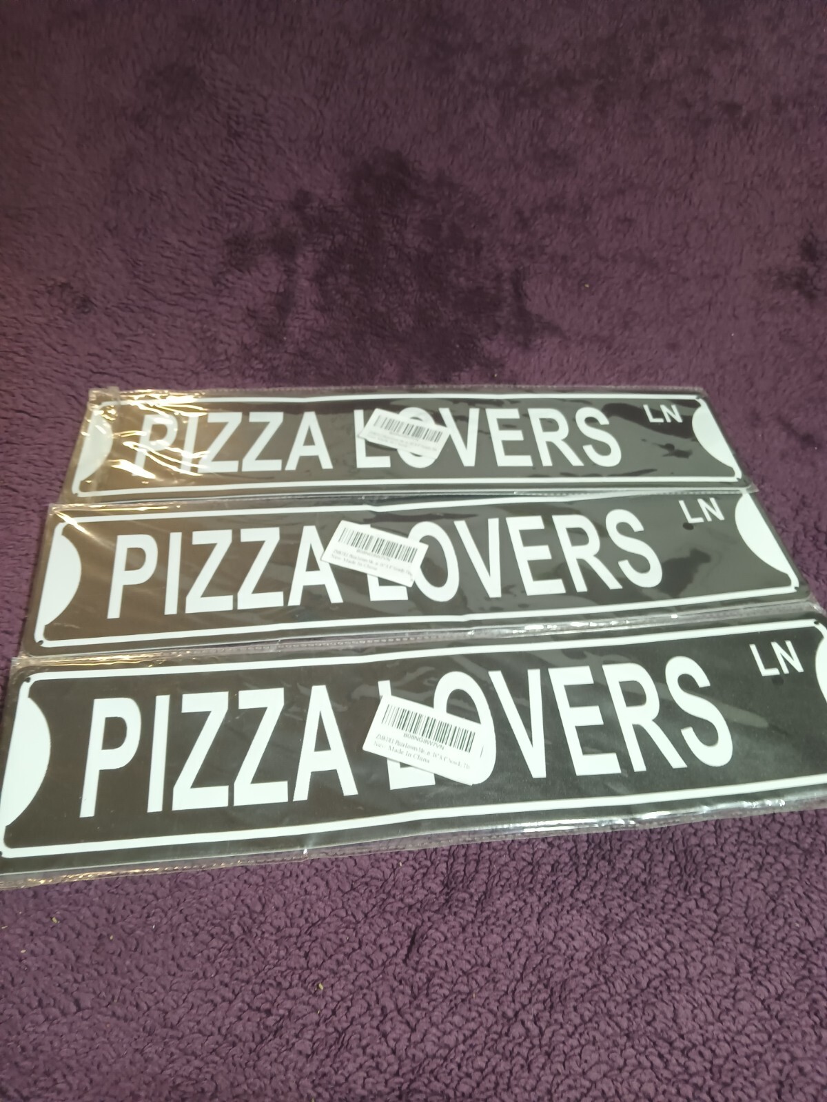 4&Prime; X 15&Prime; Aluminum Street Sign « PIZZA LOVERS LN » Black & White W/4 Mounting Holes