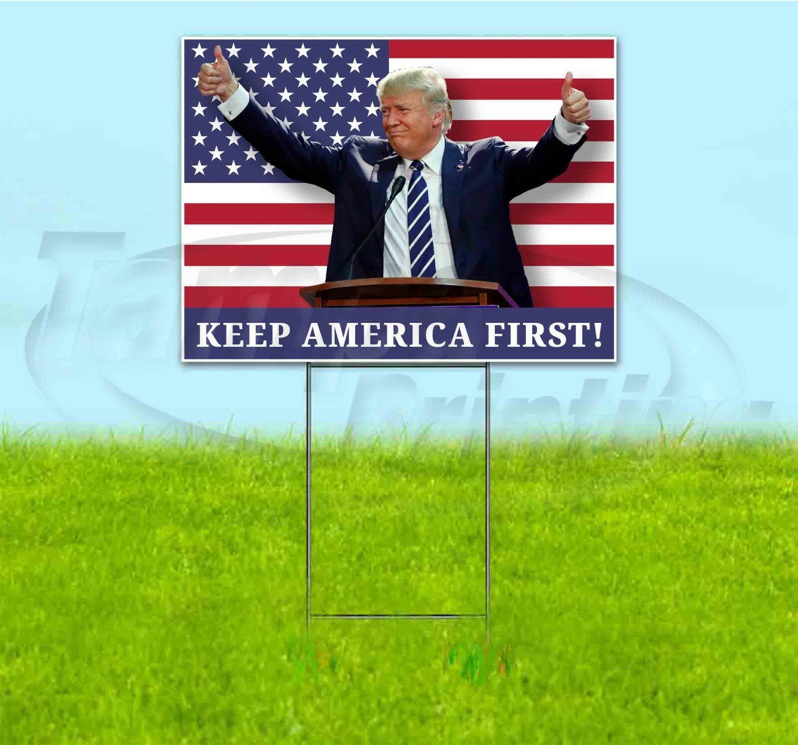 KEEP AMERICA FIRST TRUMP 18×24 Yard Sign WITH STAKE Corrugated Bandit MAGA 2024