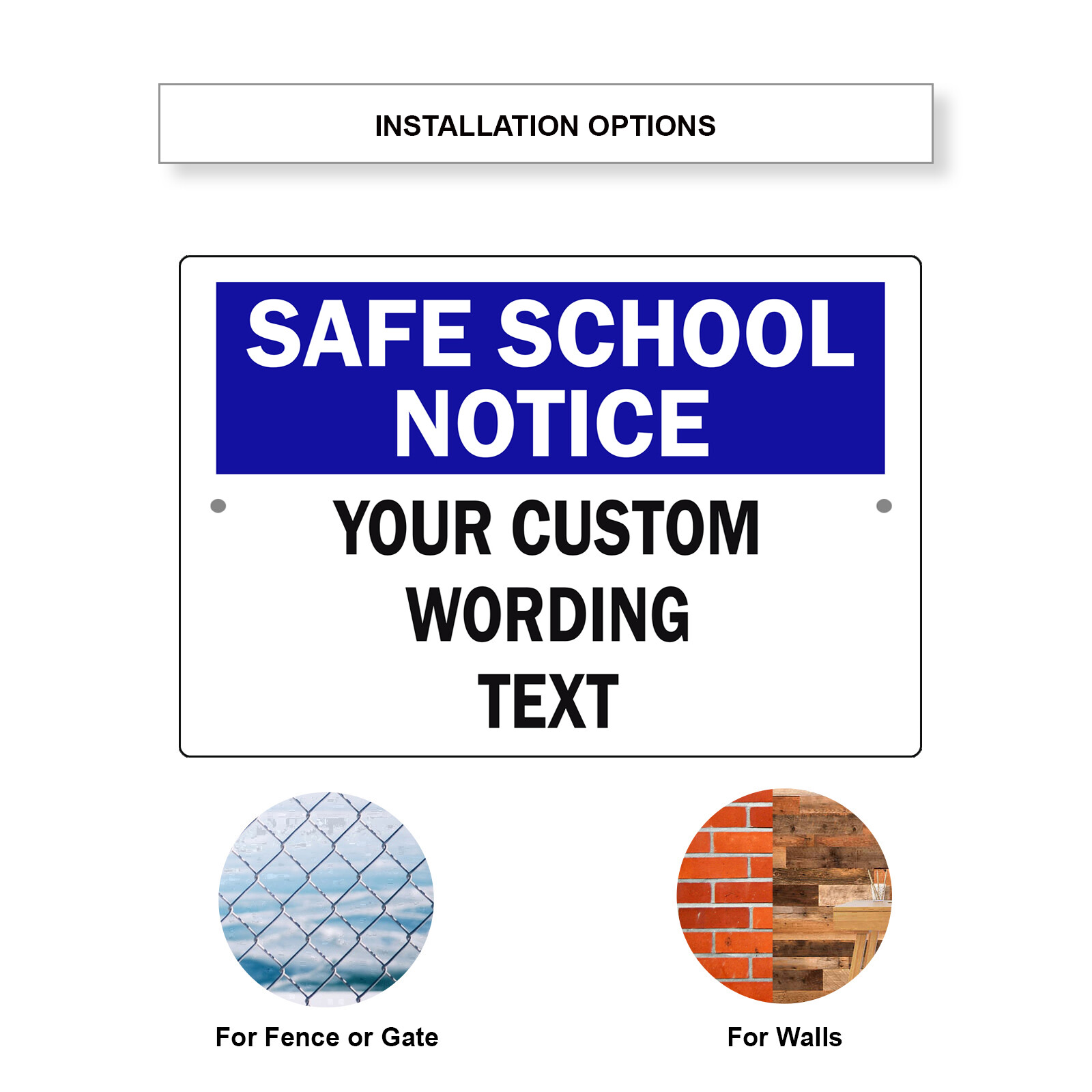 Custom Sign Safe School Notice Your Custom Text Wording Sign Aluminum Metal Sign